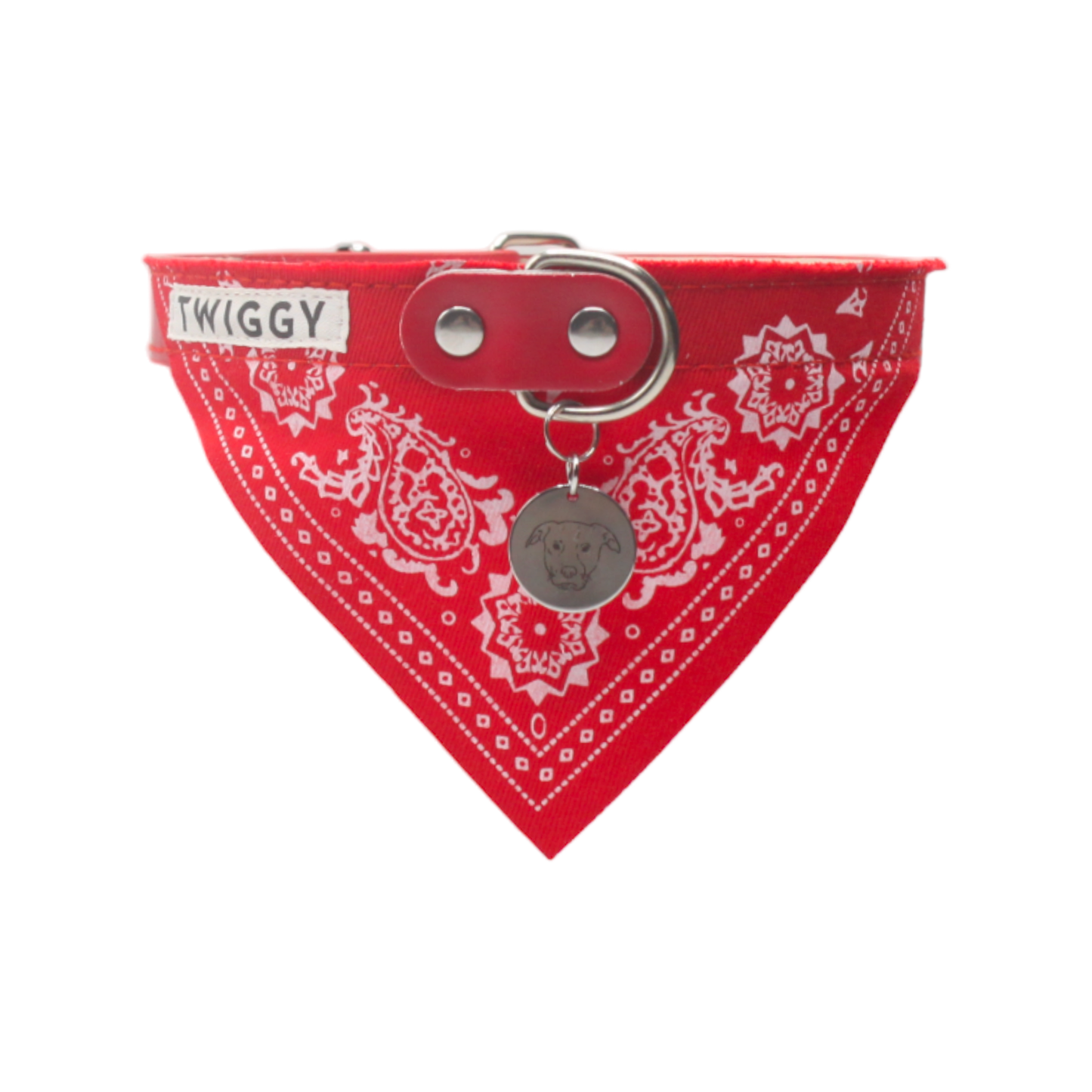 bandana chien collier cuir rouge twiggy