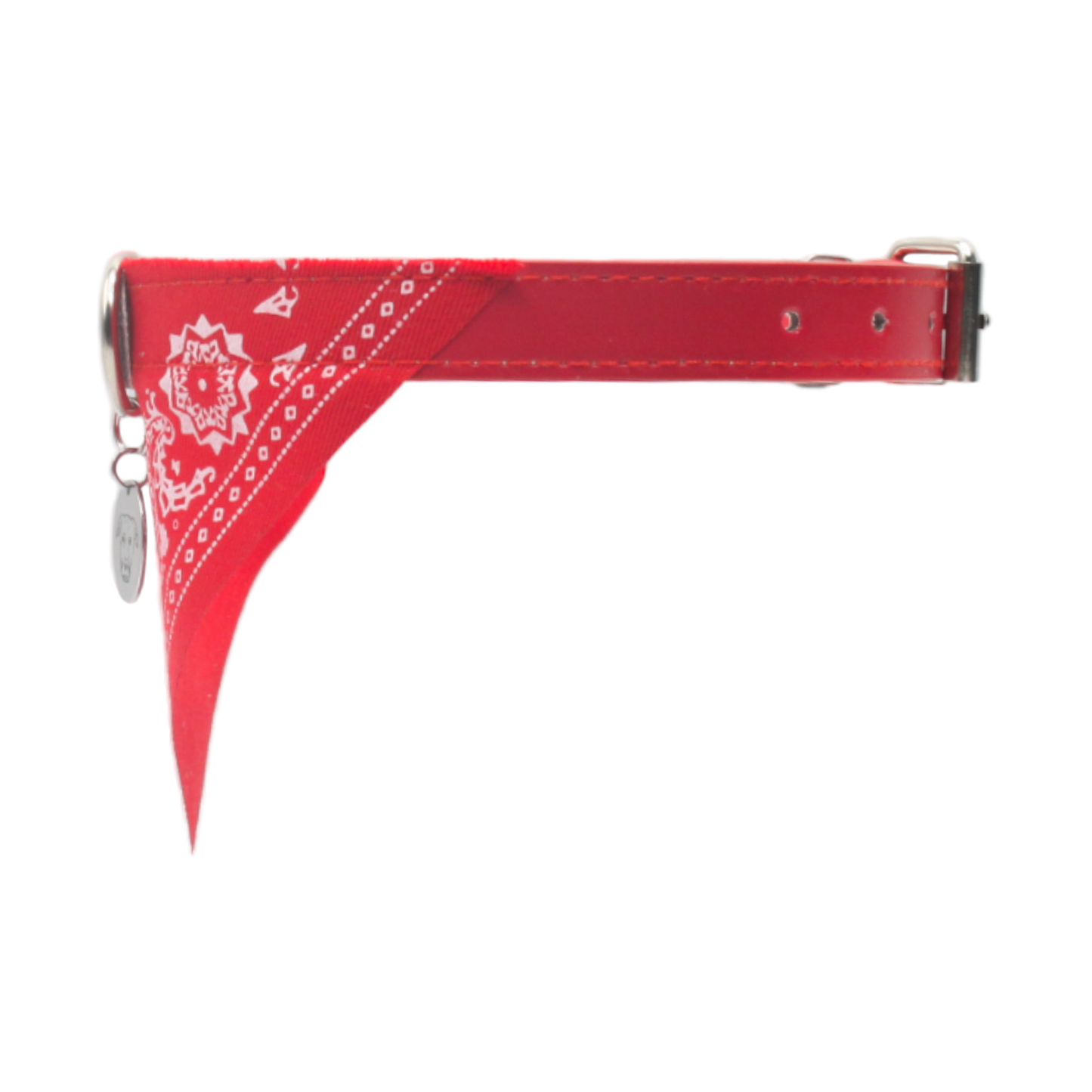 bandana chien collier cuir rouge twiggy