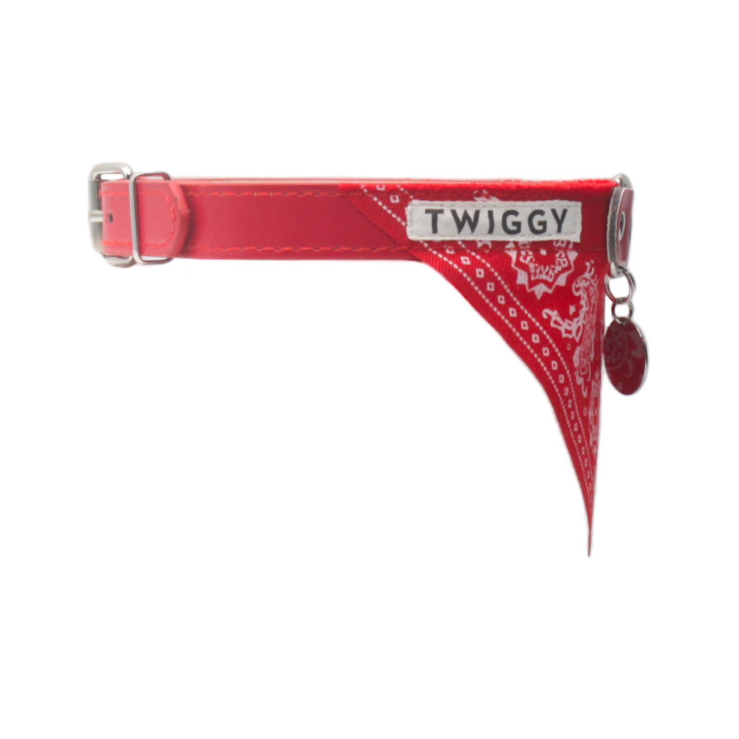 bandana chien collier cuir rouge twiggy
