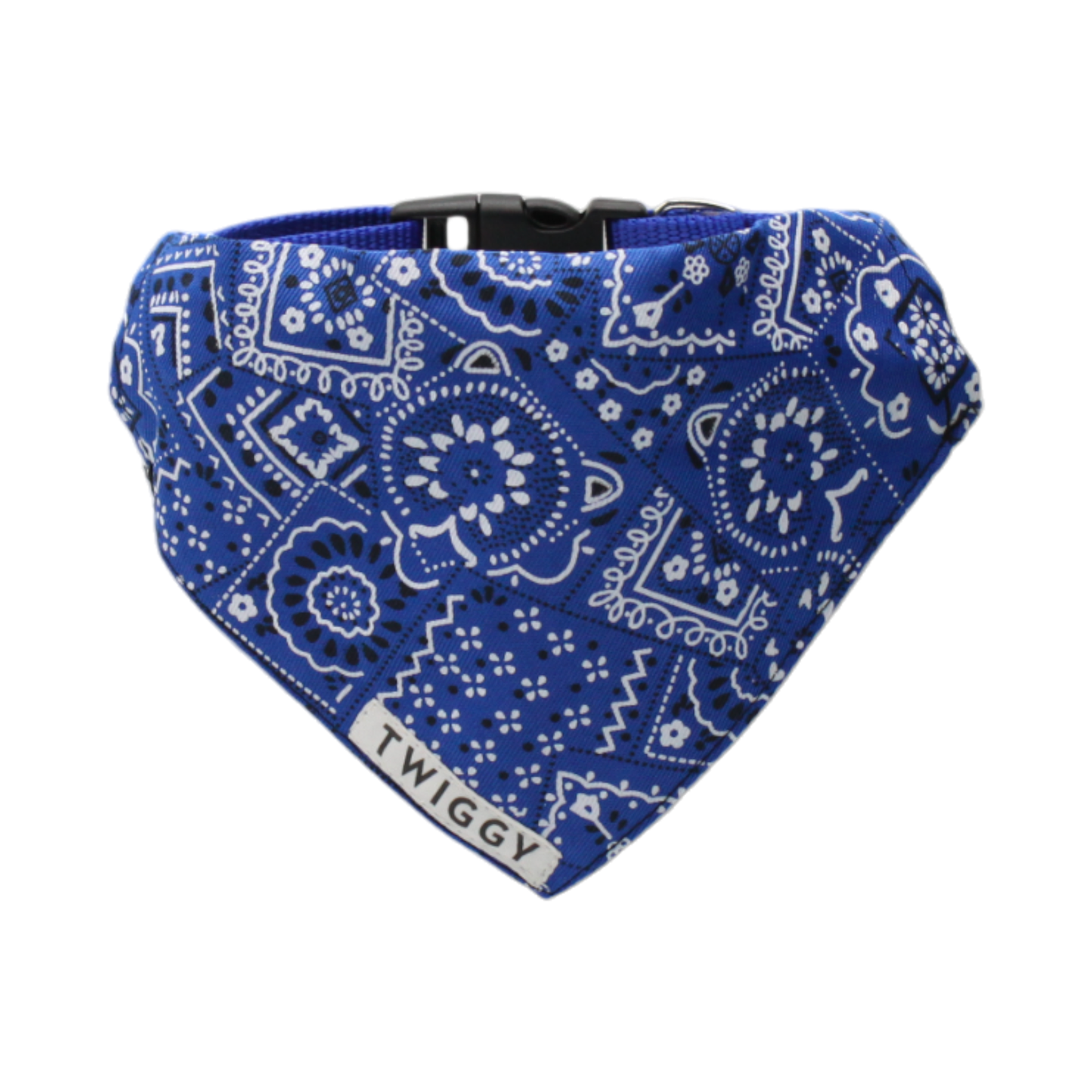 bandana collier intégré chien bleu blanc twiggy