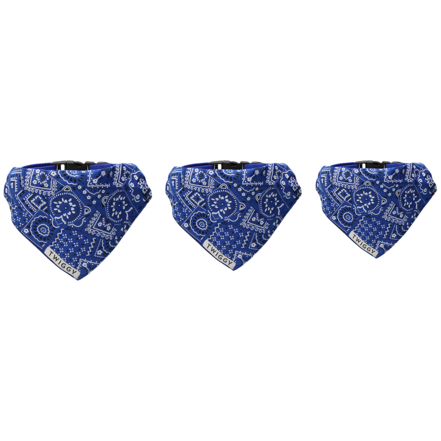 bandana collier intégré chien bleu blanc twiggy