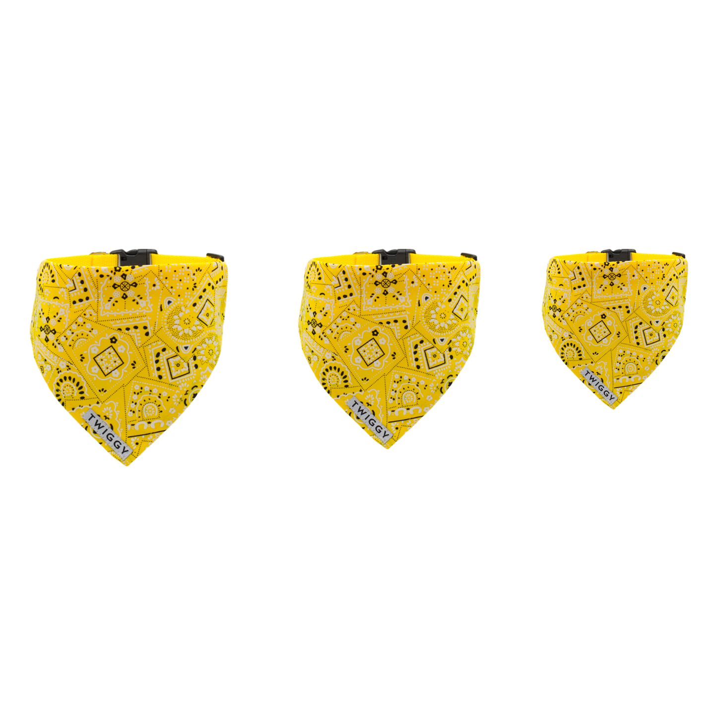 bandana chien collier intégré jaune twiggy