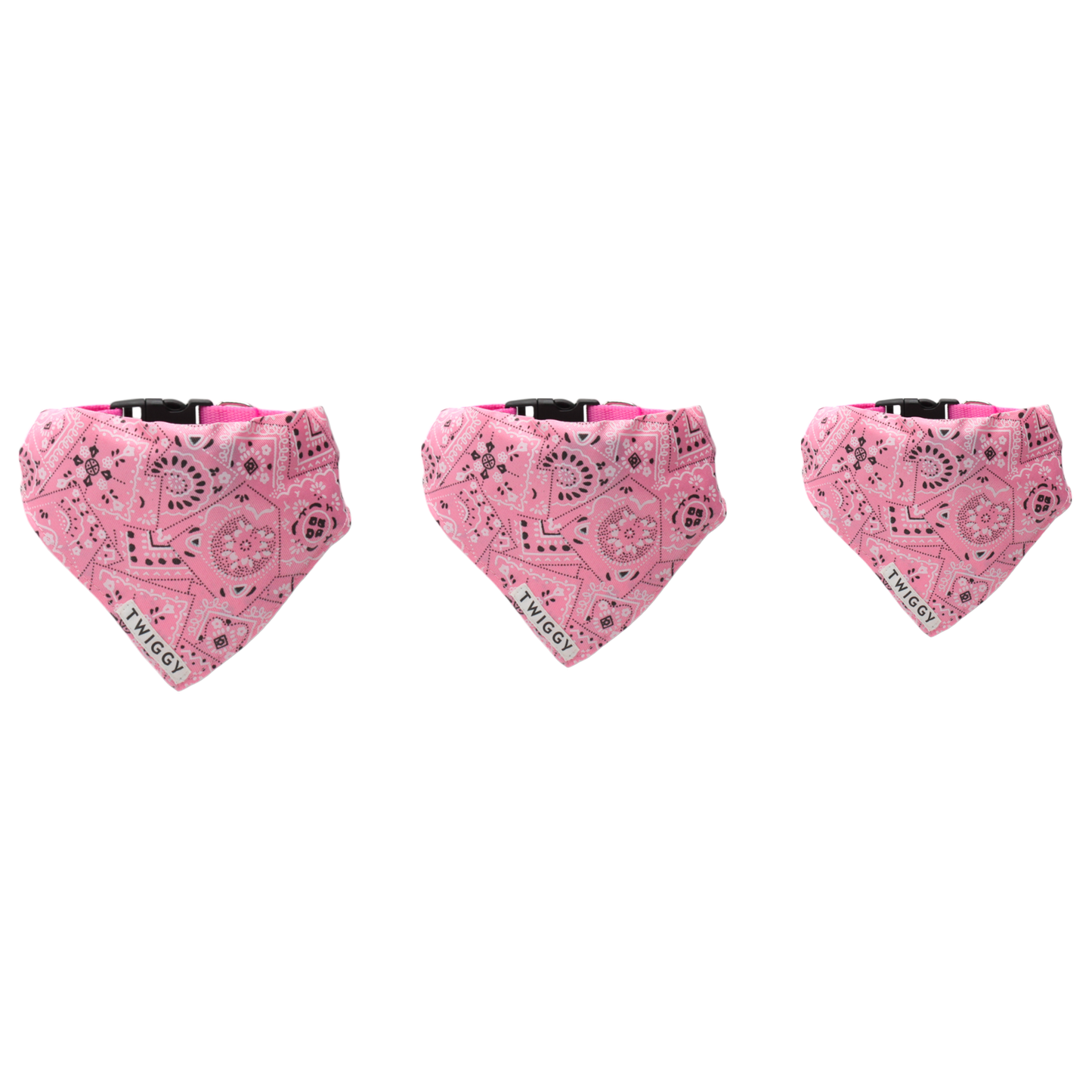 bandana collier intégré chien rose blanc twiggy