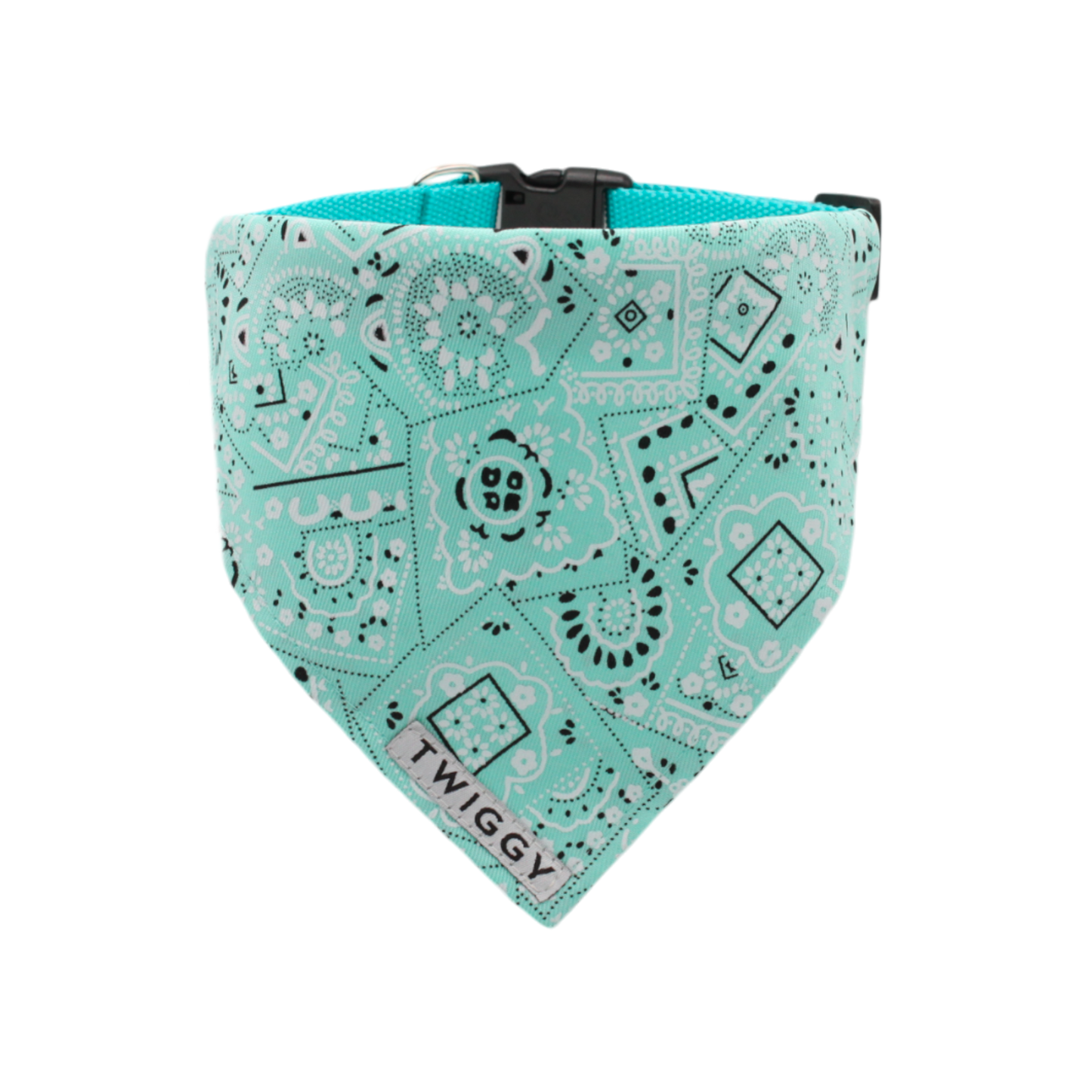 bandana chien collier intégré bleu turquoise twiggy