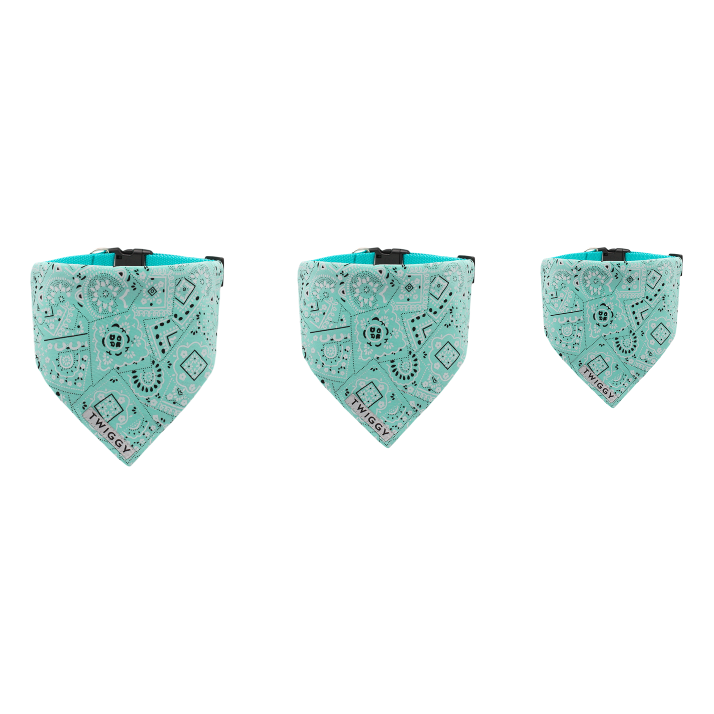 bandana chien collier intégré bleu turquoise twiggy