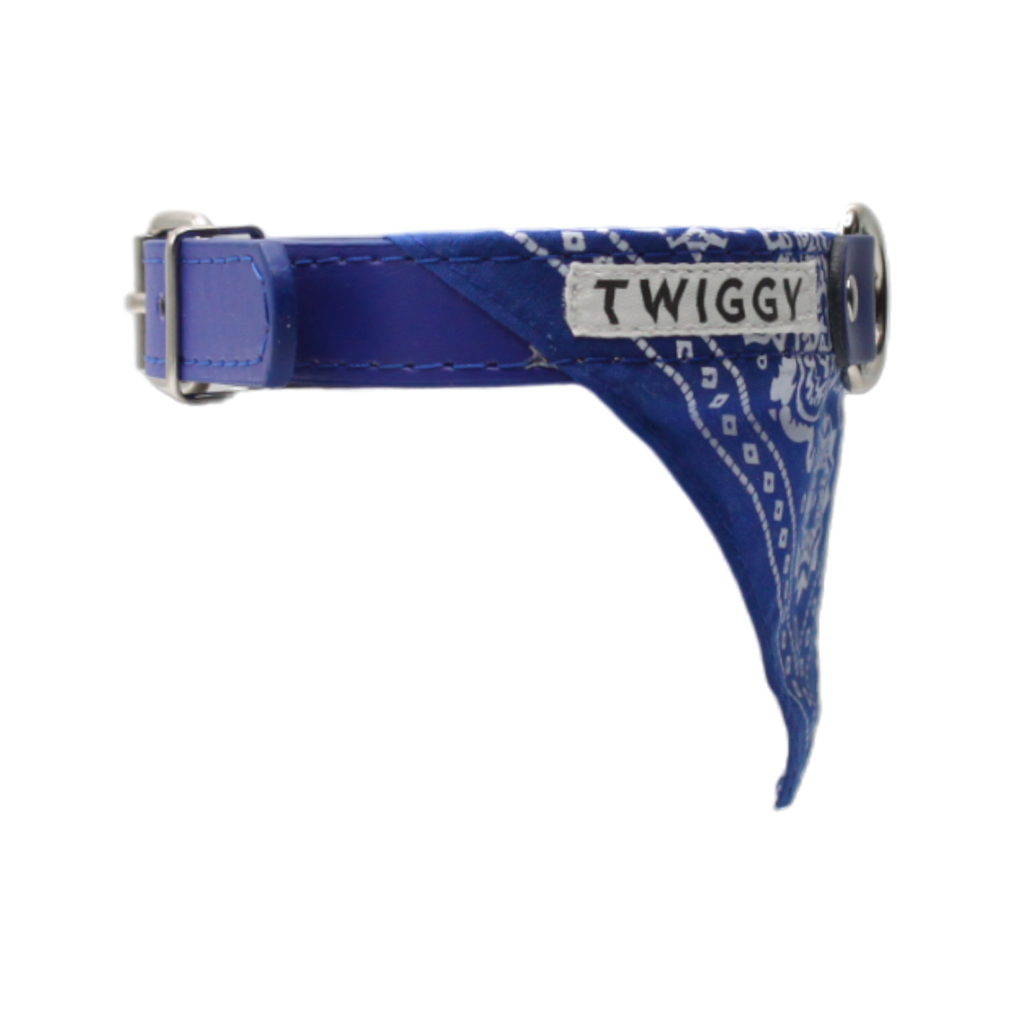 bandana chien collier cuir bleu twiggy