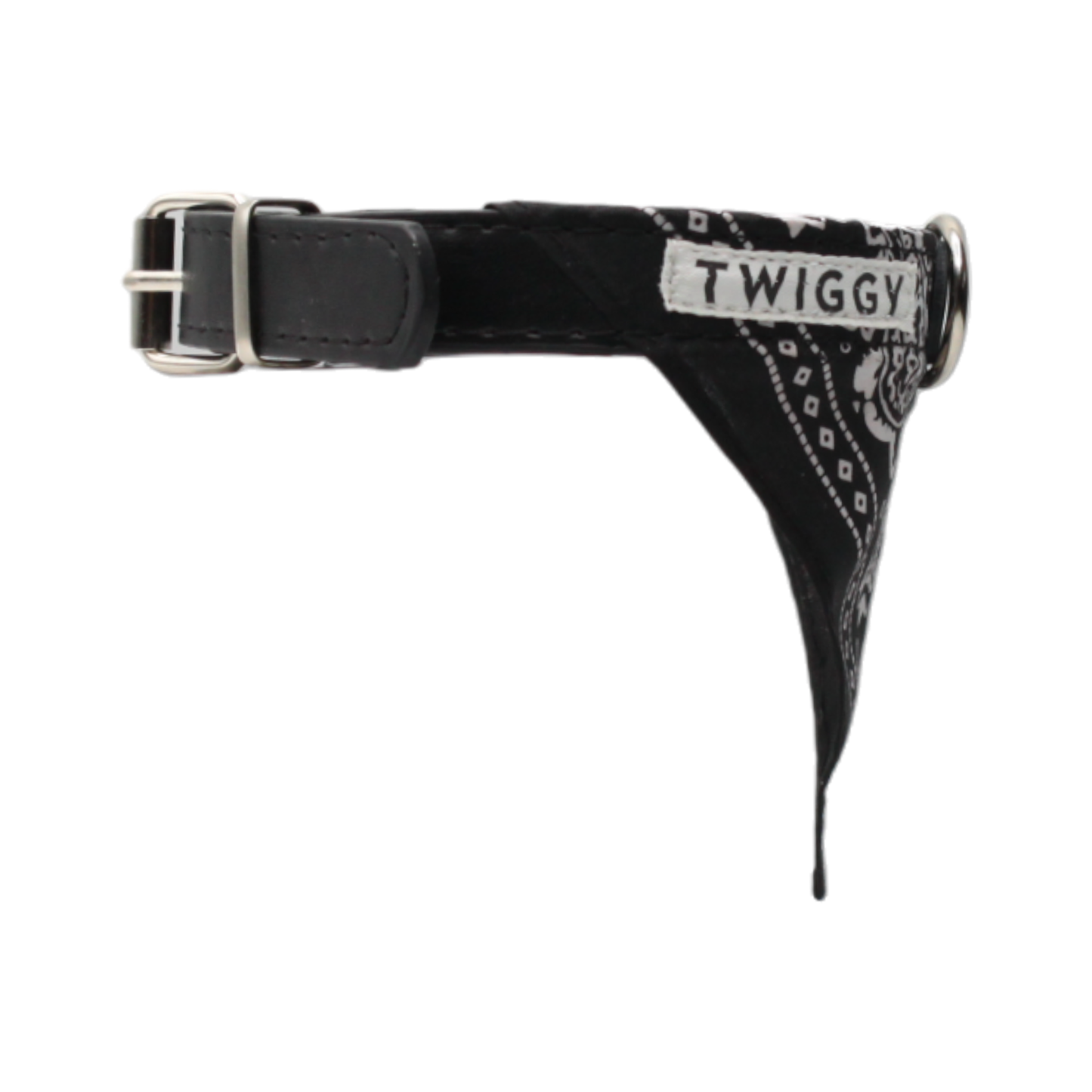 bandana chien collier cuir noir twiggy
