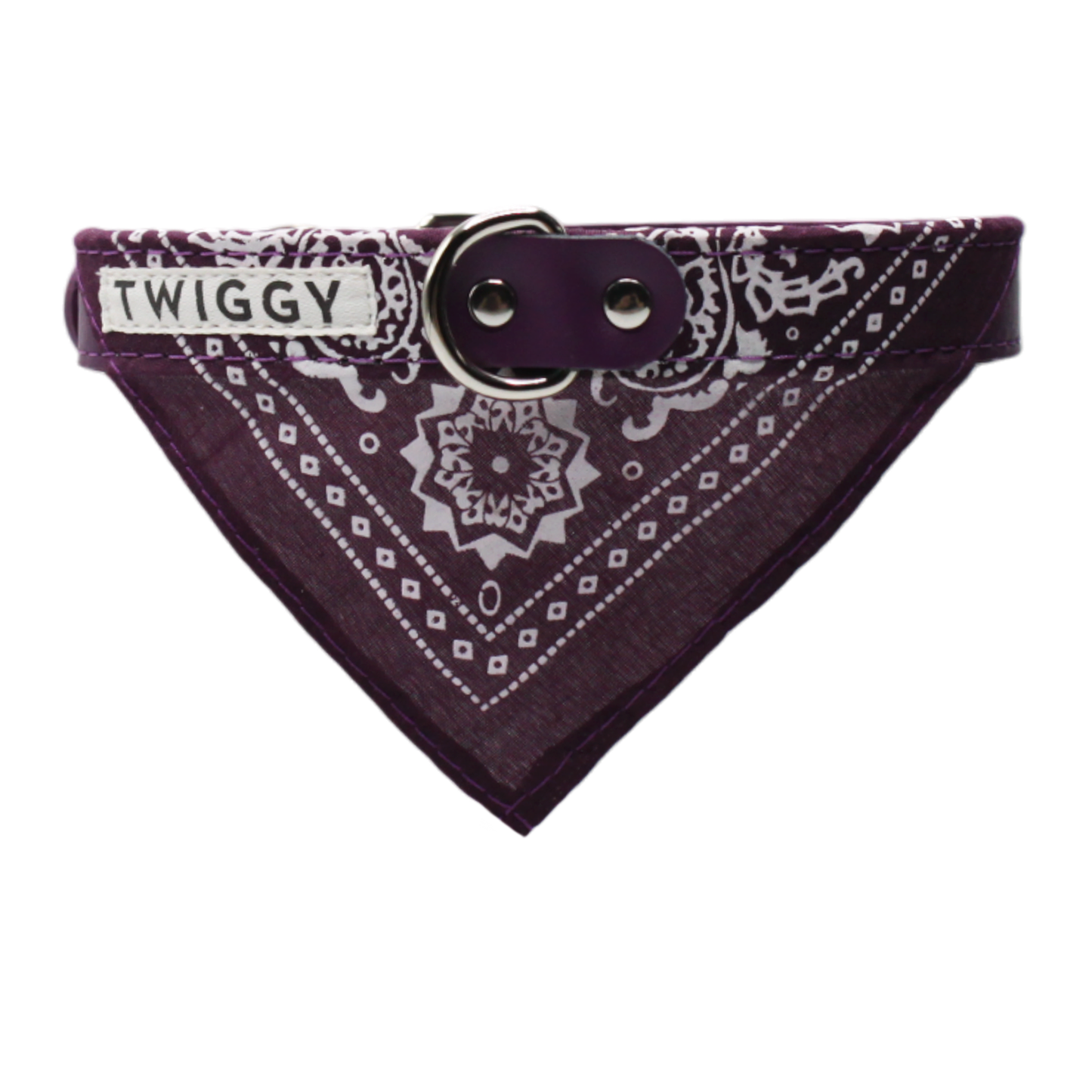bandana chien collier cuir violet twiggy
