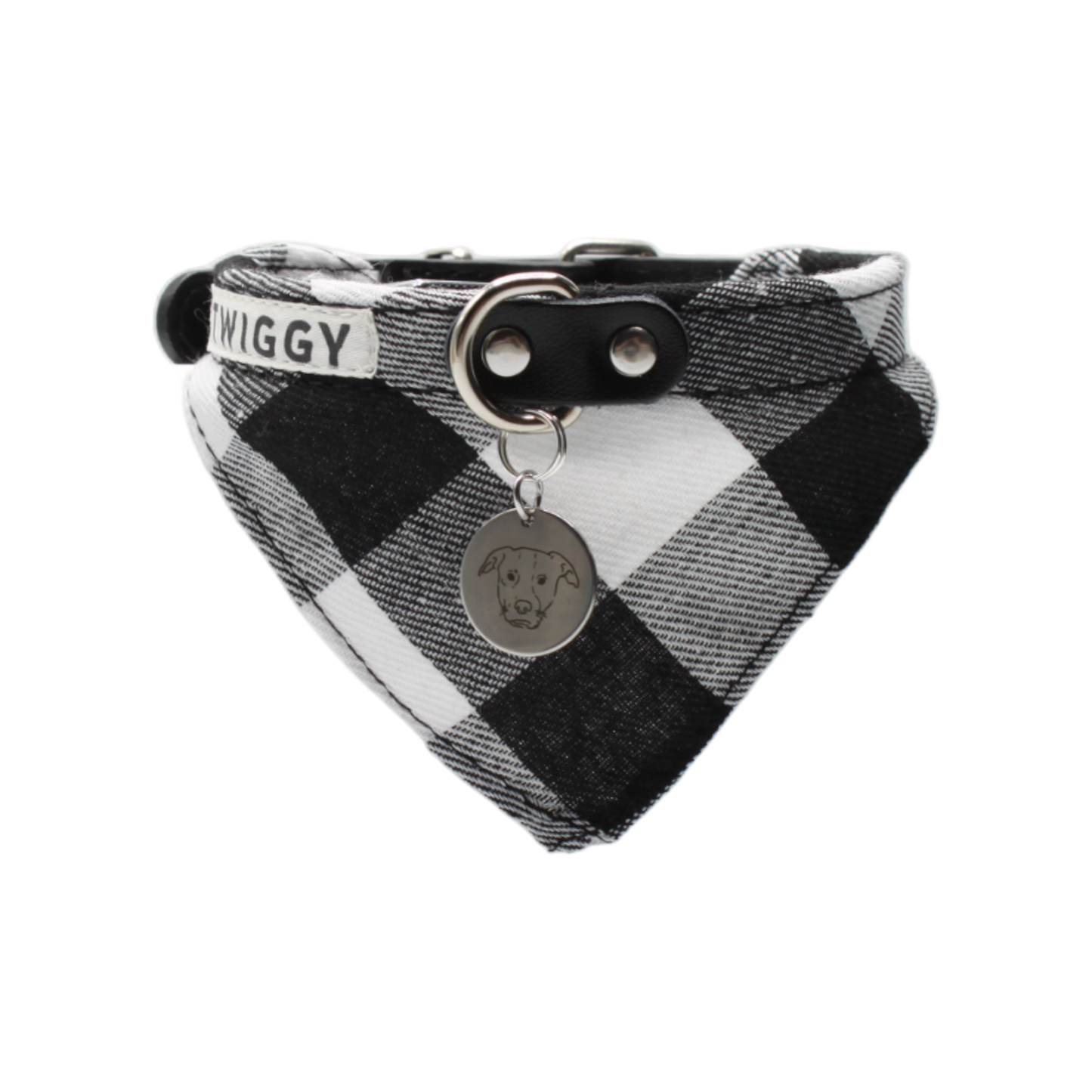bandana chien collier cuir noir twiggy