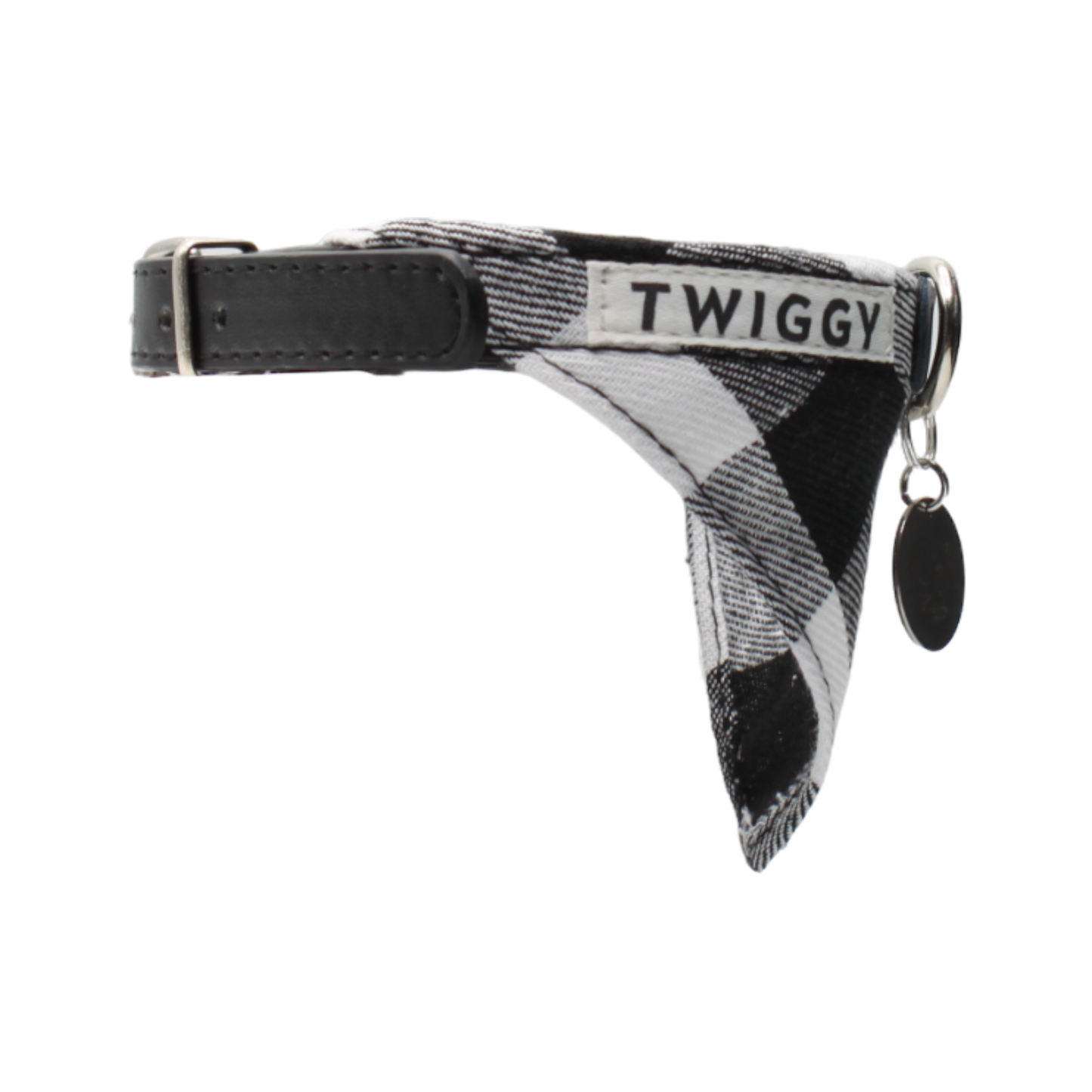 bandana chien collier cuir noir twiggy