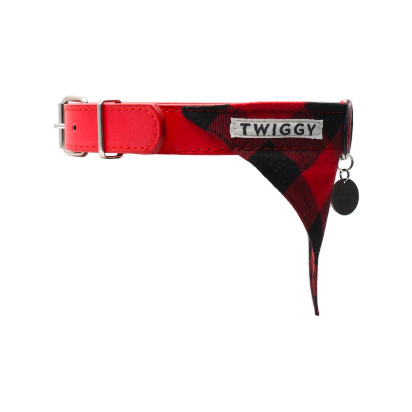 bandana chien collier cuir rouge twiggy