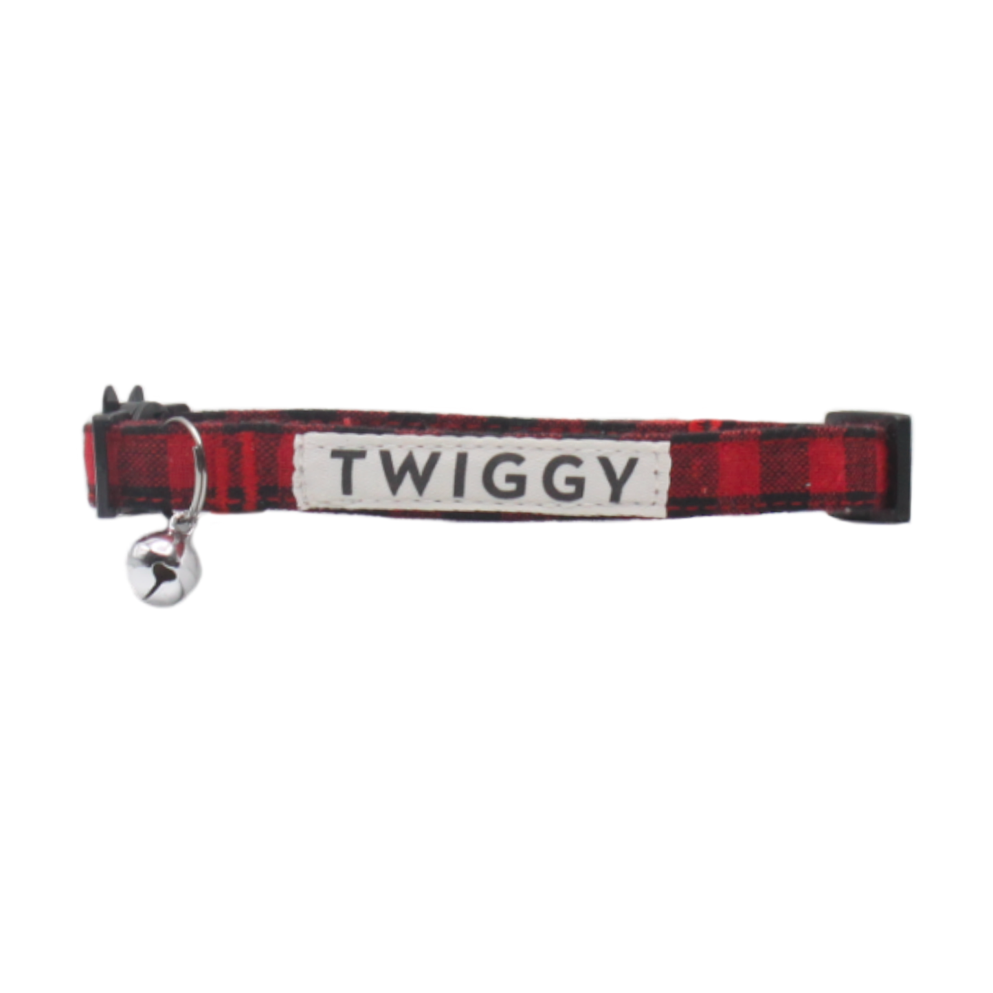 collier chat carreaux boucle anti-étranglement rouge noir twiggy