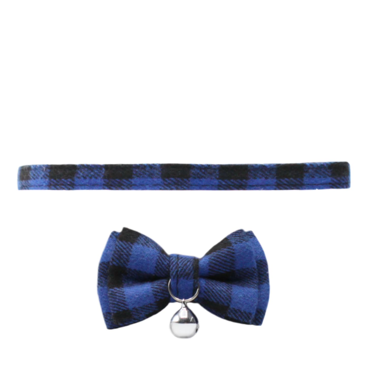 collier chat carreaux vichy nœud papillon boucle anti-étranglement bleu noir twiggy