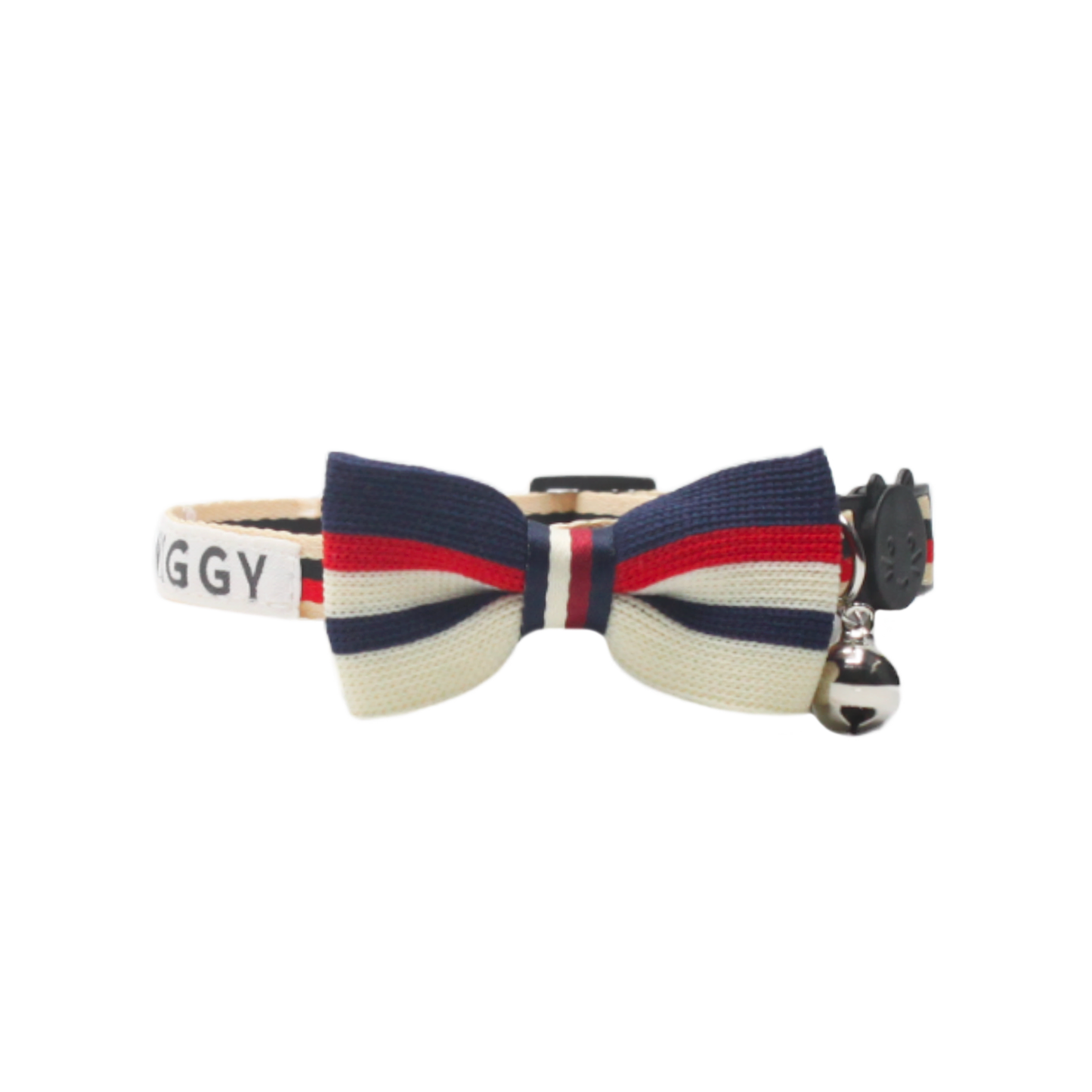collier chat nœud papillon boucle anti-étranglement bleu blanc rouge twiggy
