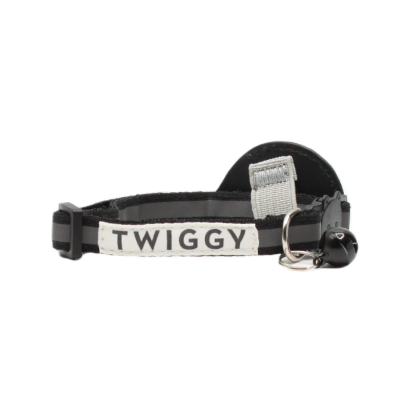 collier chat bandes réfléchissantes étui airtag noir twiggy