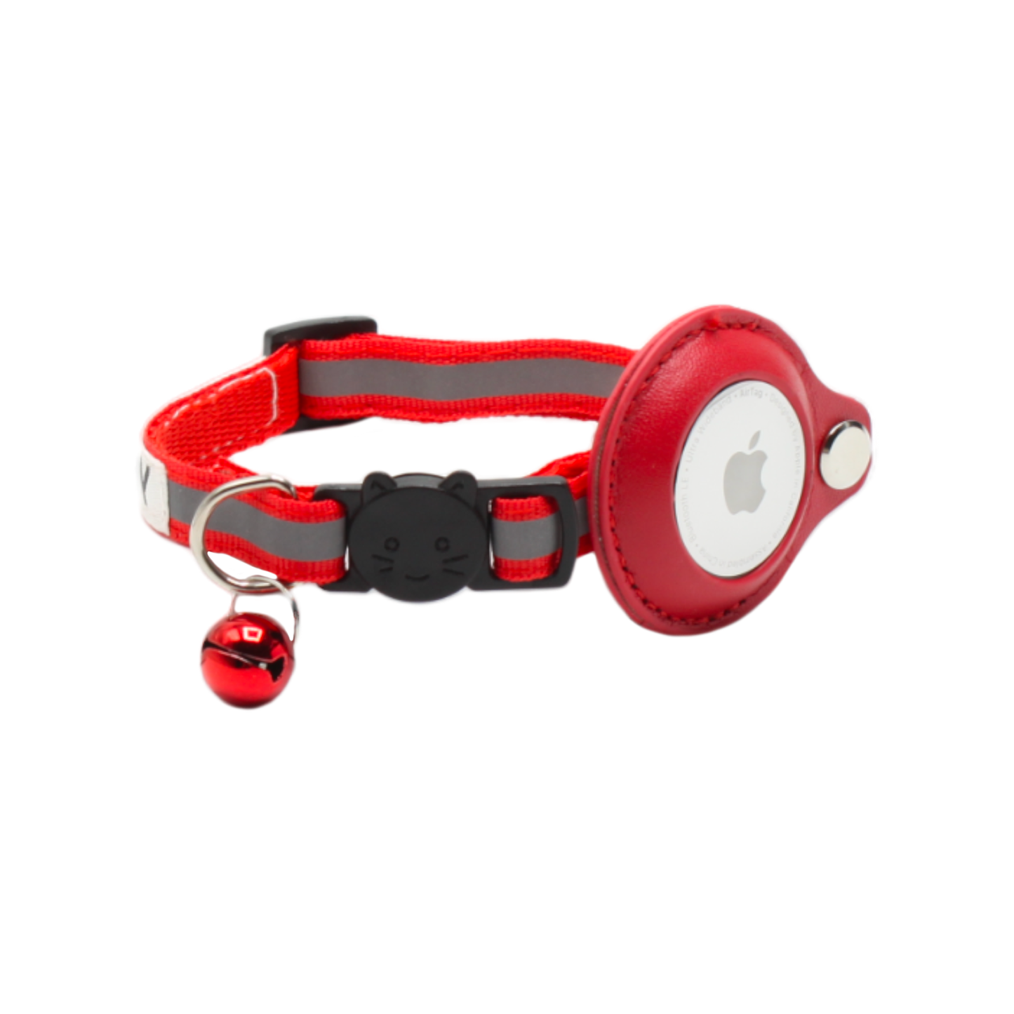 collier chat bandes réfléchissantes étui airtag rouge twiggy