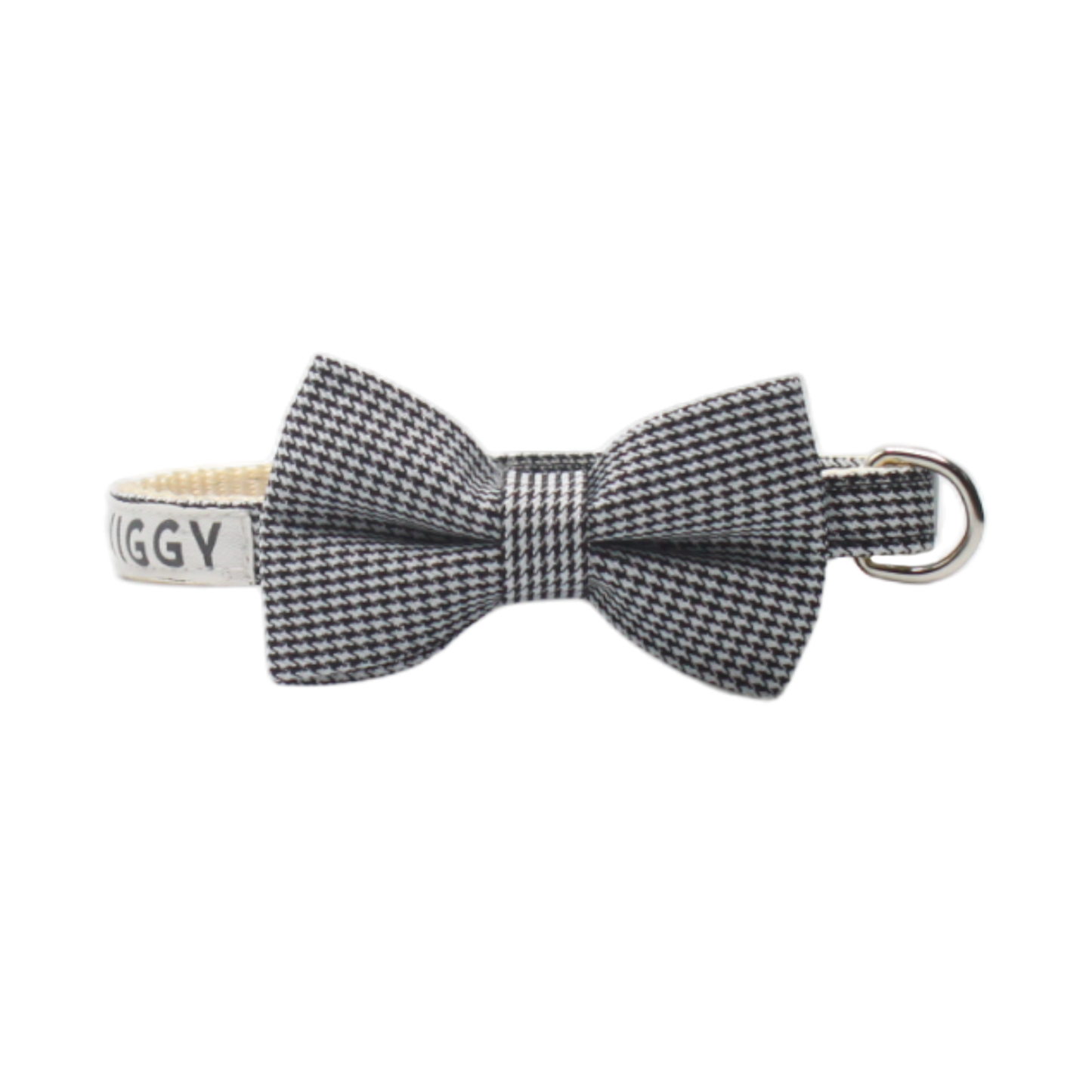 collier chat pied de poule nœud papillon boucle classique noir et blanc twiggy