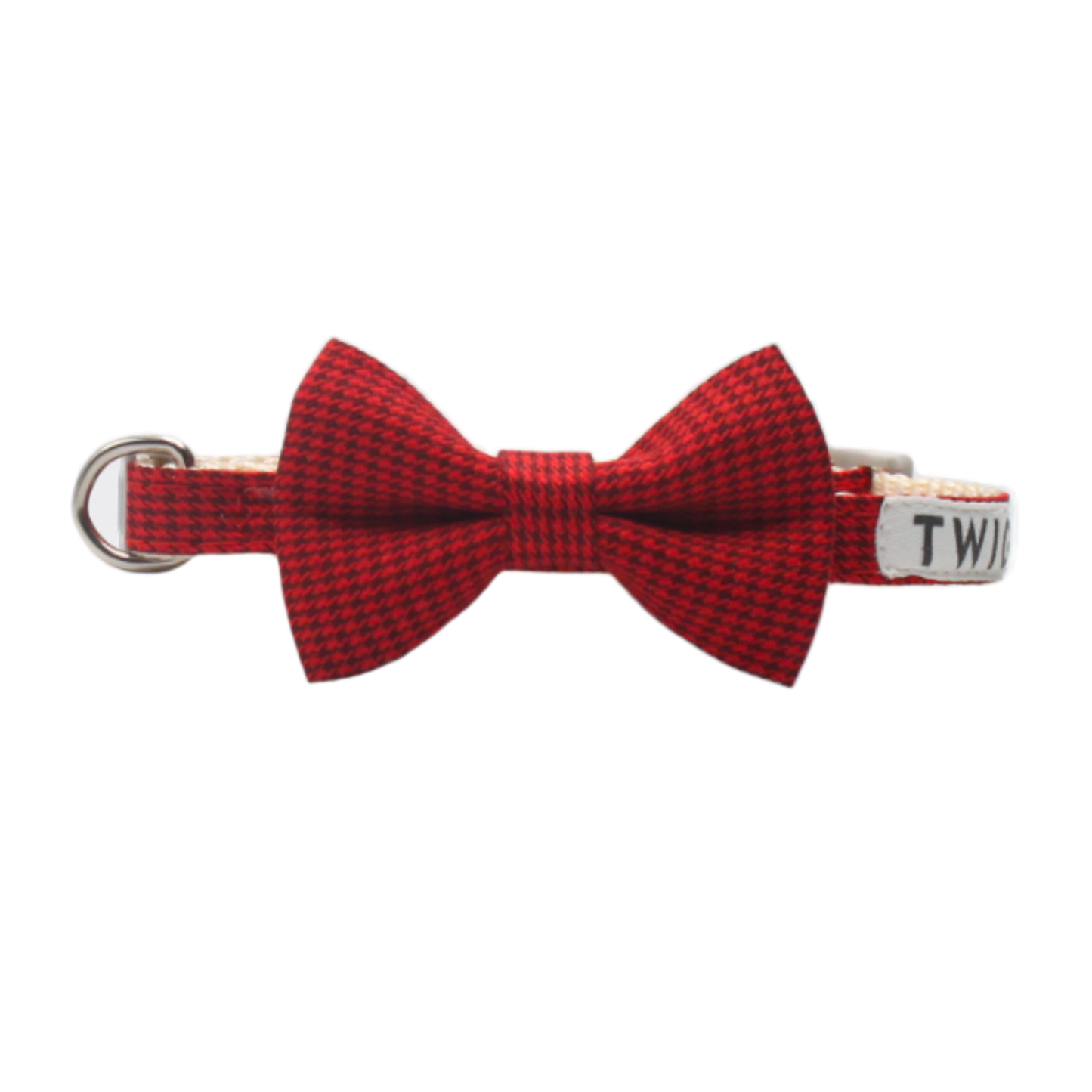 collier chat pied de poule nœud papillon boucle classique rouge twiggy