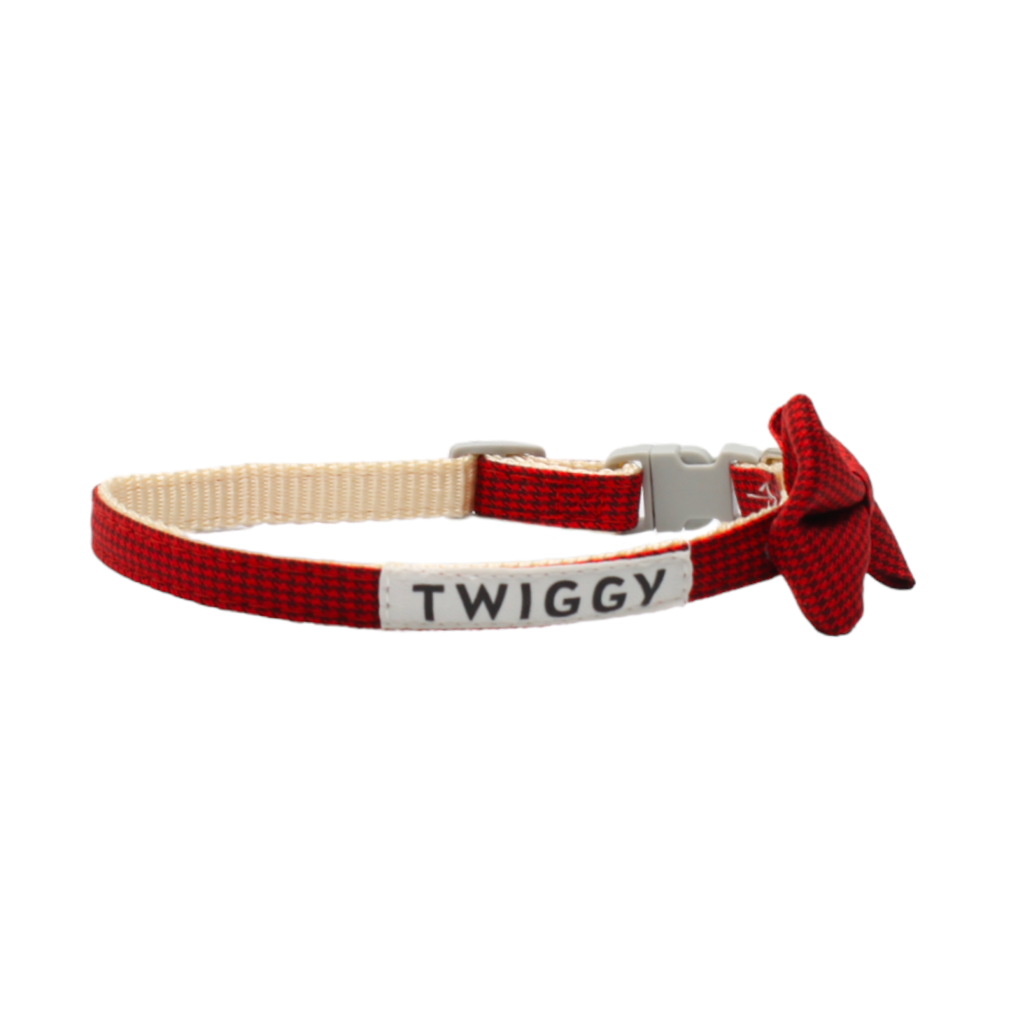 collier chat pied de poule nœud papillon boucle classique rouge twiggy