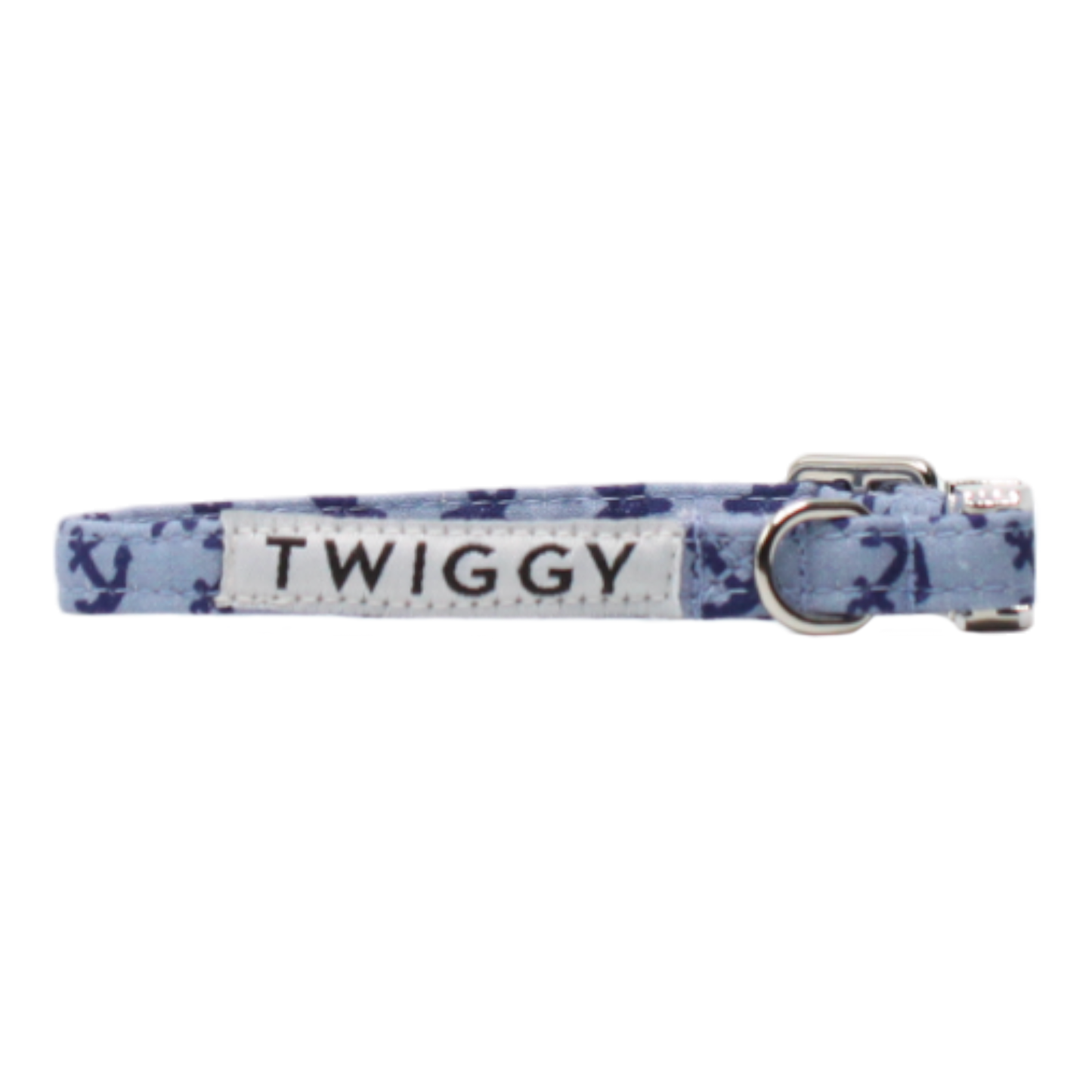 collier chat ancres boucle argentée bleu marine twiggy