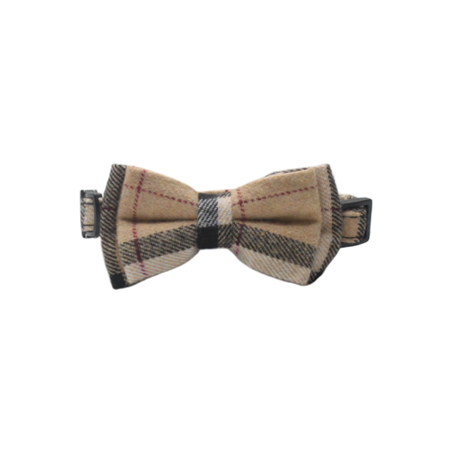 collier chat tartan nœud papillon boucle anti-étranglement beige blanc twiggy