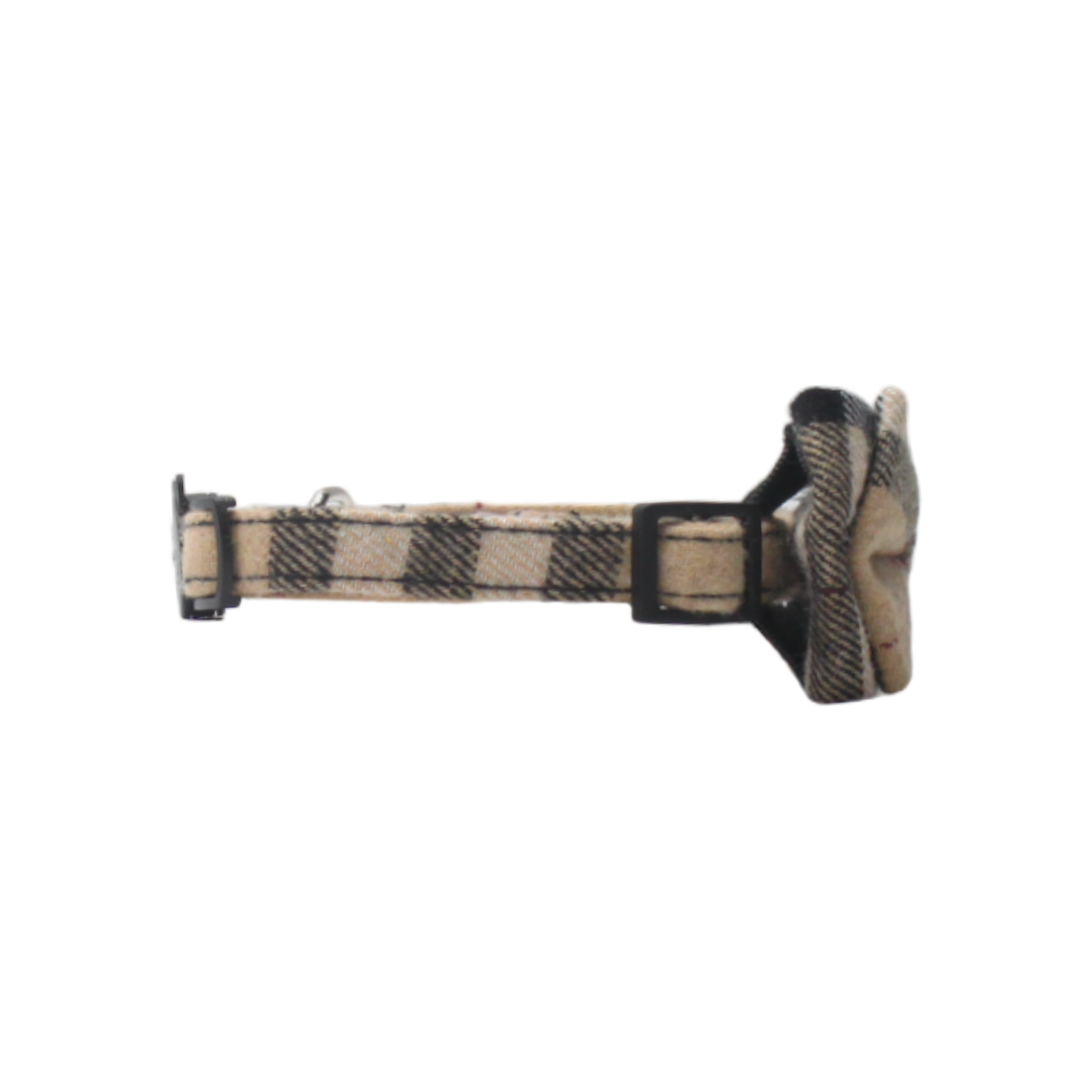collier chat tartan nœud papillon boucle anti-étranglement beige blanc twiggy