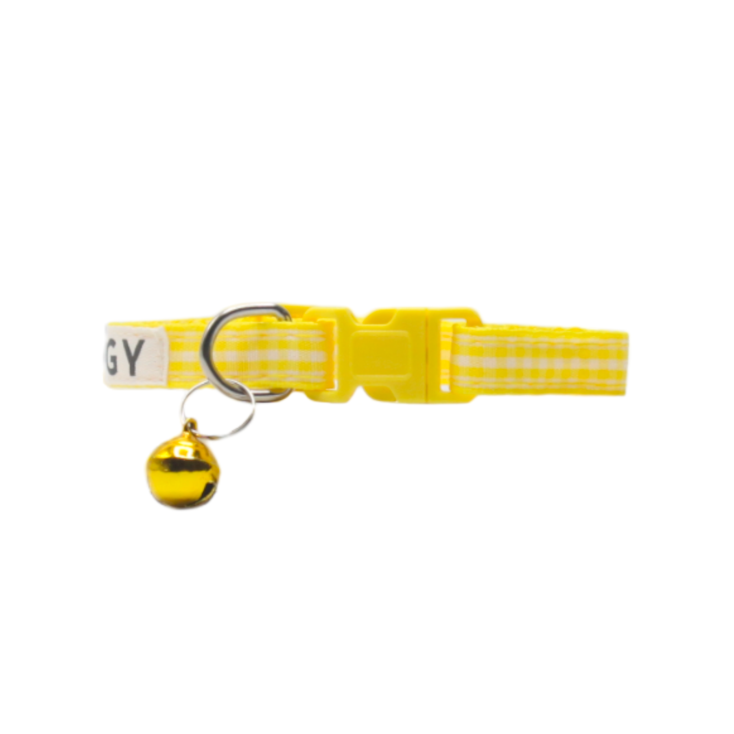 collier chat carreaux vichy boucle classique jaune twiggy