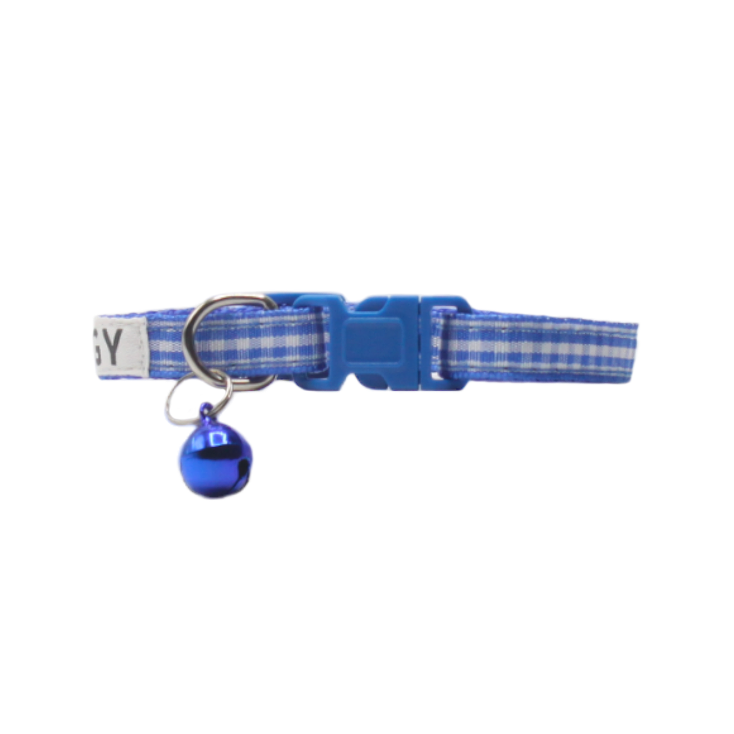 collier chat carreaux vichy boucle classique bleu marine twiggy