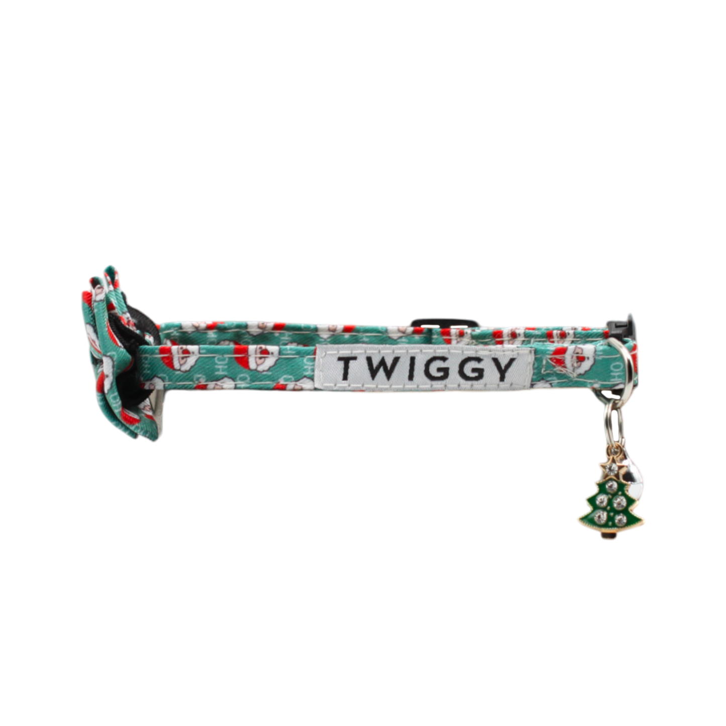 collier chat père noël vert boucle anti-étranglement plastique grelot clochette pendentif sapin twiggy