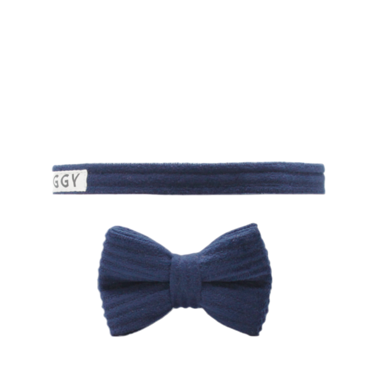 collier chat velours côtelé nœud papillon amovible boucle anti-étranglement bleu marine twiggy