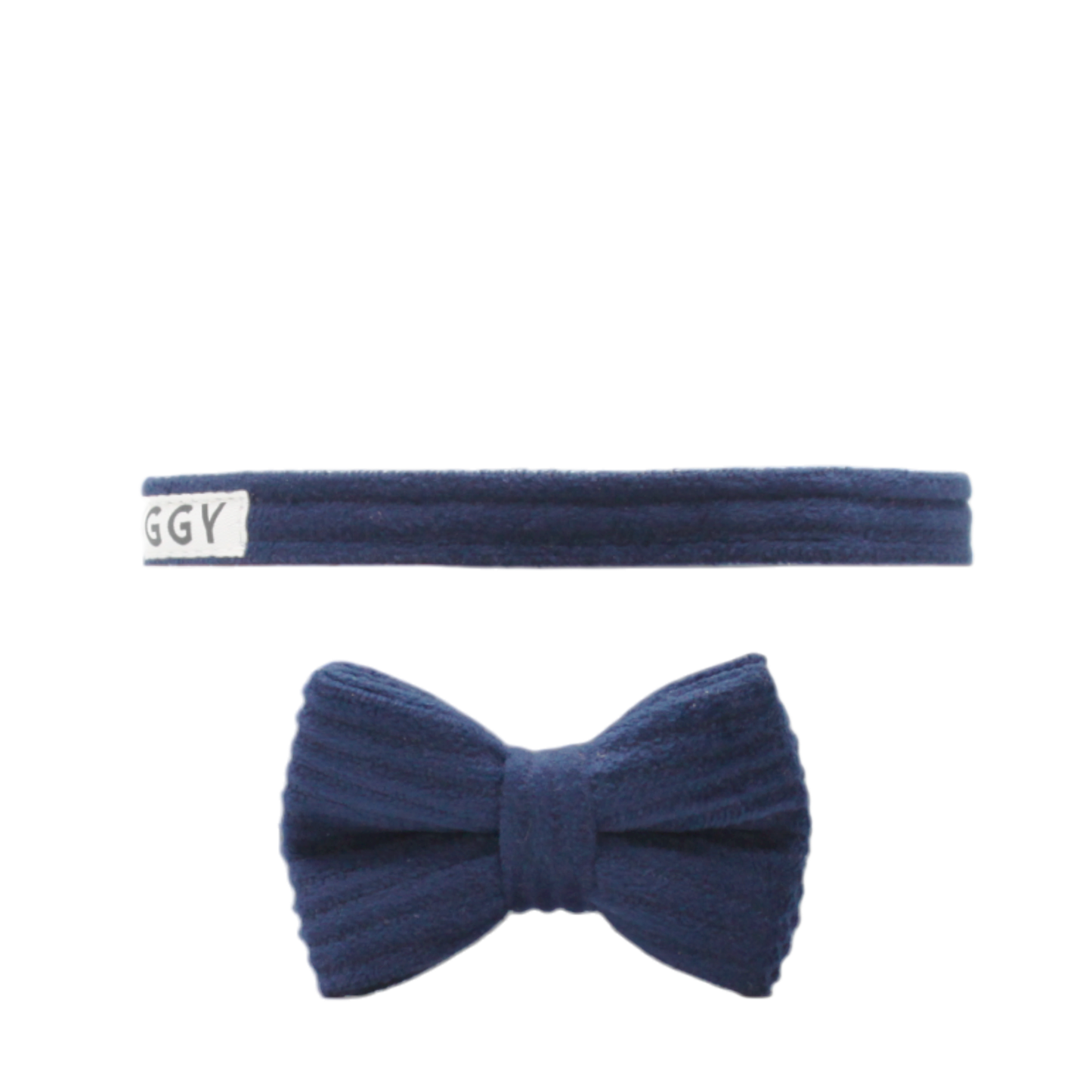 collier chat velours côtelé nœud papillon amovible boucle anti-étranglement bleu marine twiggy