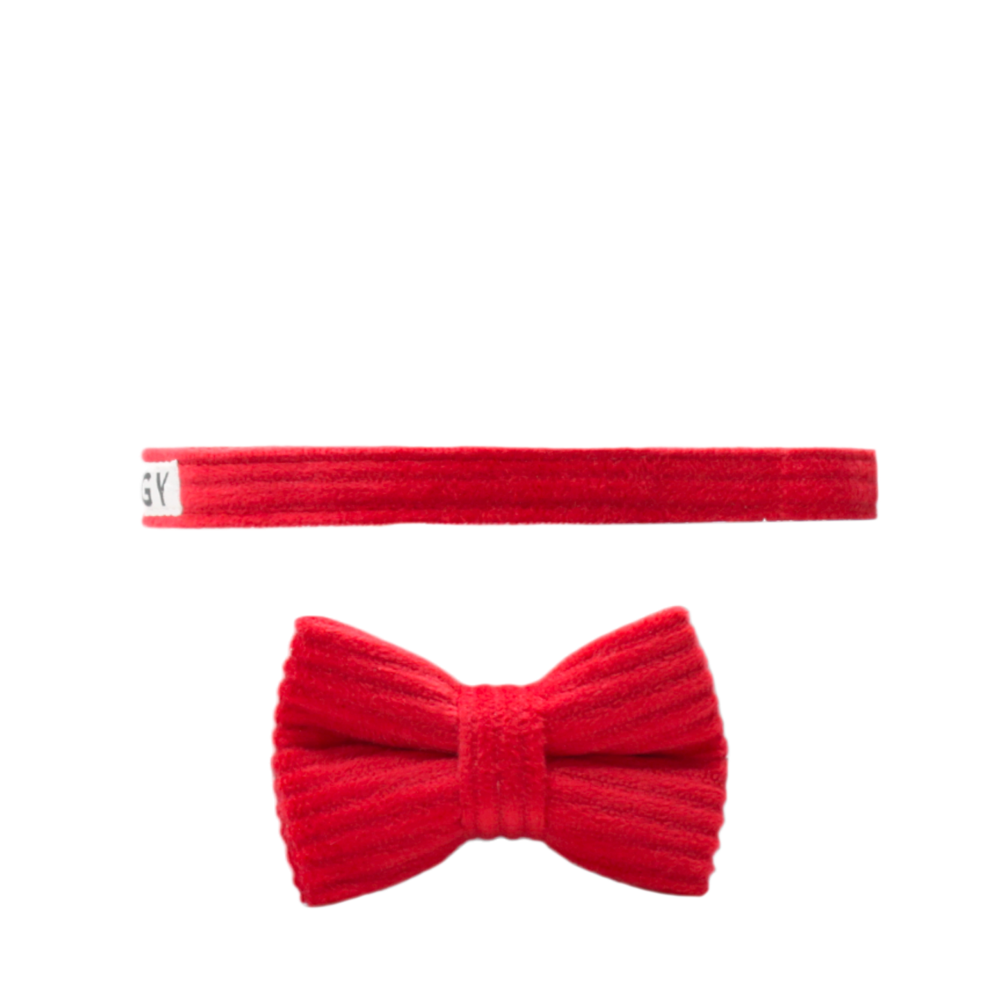 collier chat velours côtelé nœud papillon amovible boucle anti-étranglement rouge twiggy
