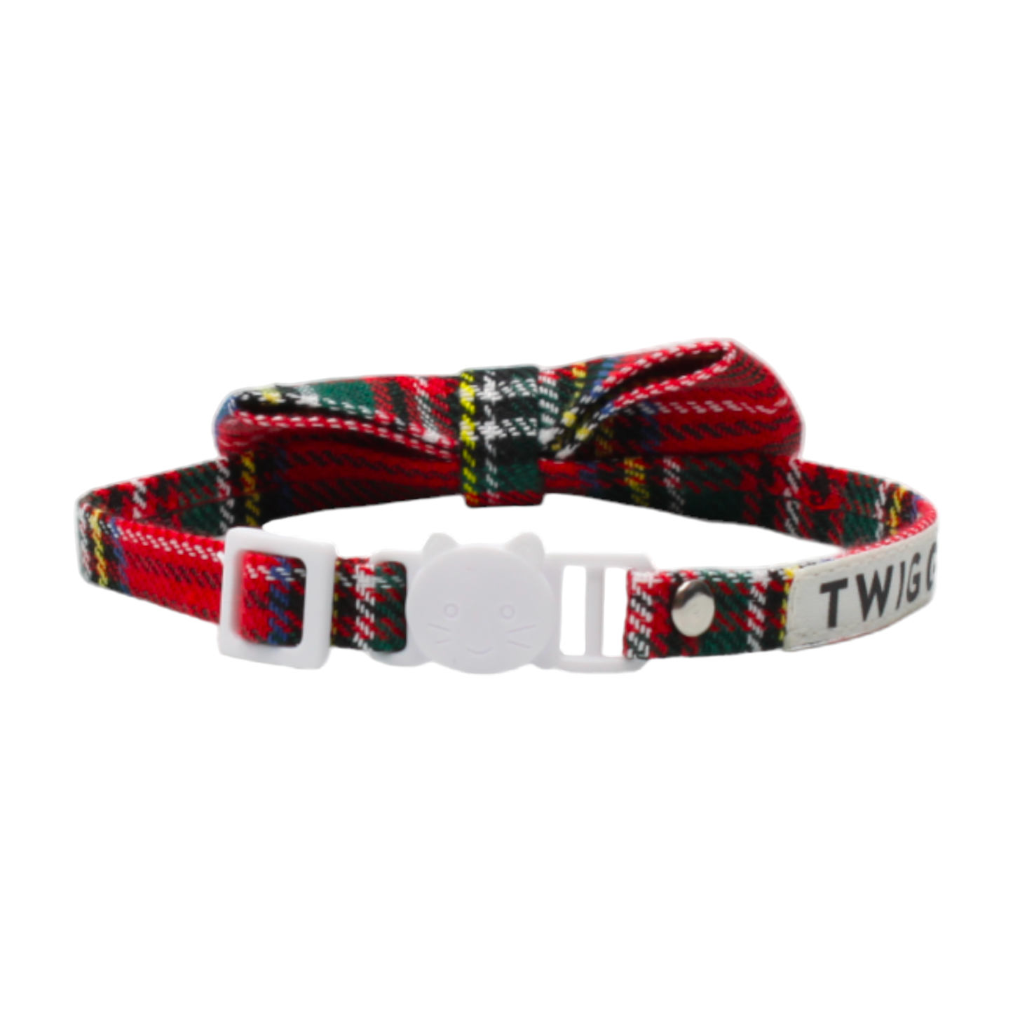 collier chat tartan nœud papillon boucle anti-étranglement rouge twiggy