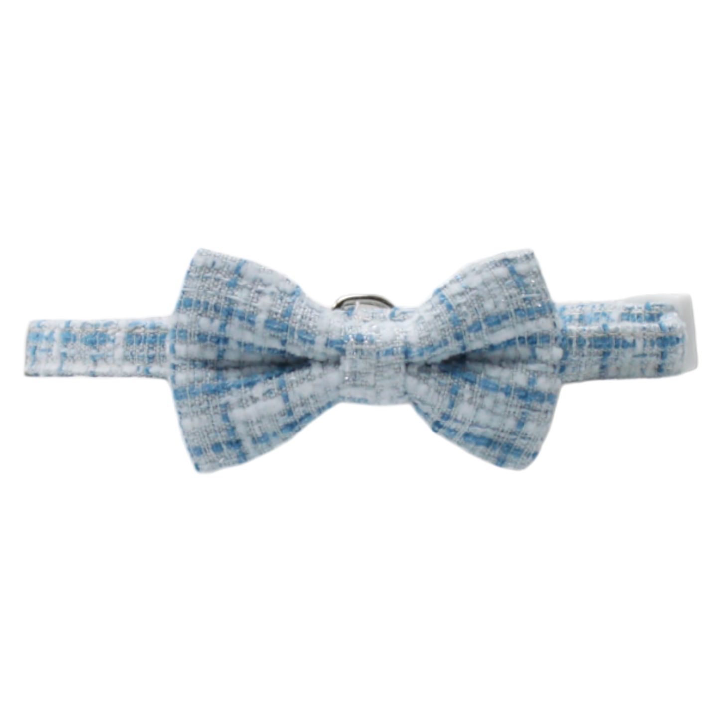collier chat tweed nœud papillon amovible boucle anti-étranglement bleu twiggy