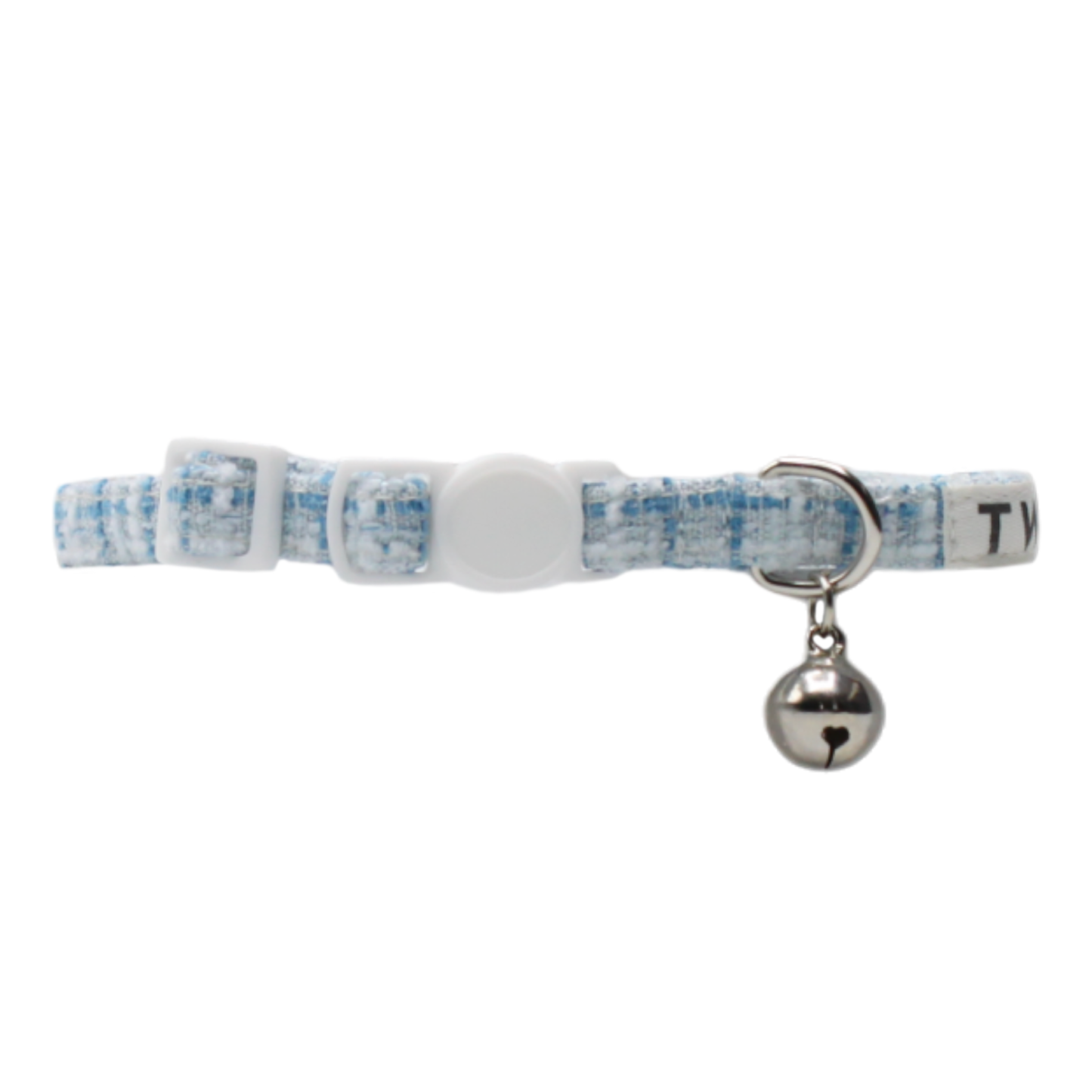 collier chat tweed nœud papillon amovible boucle anti-étranglement bleu twiggy