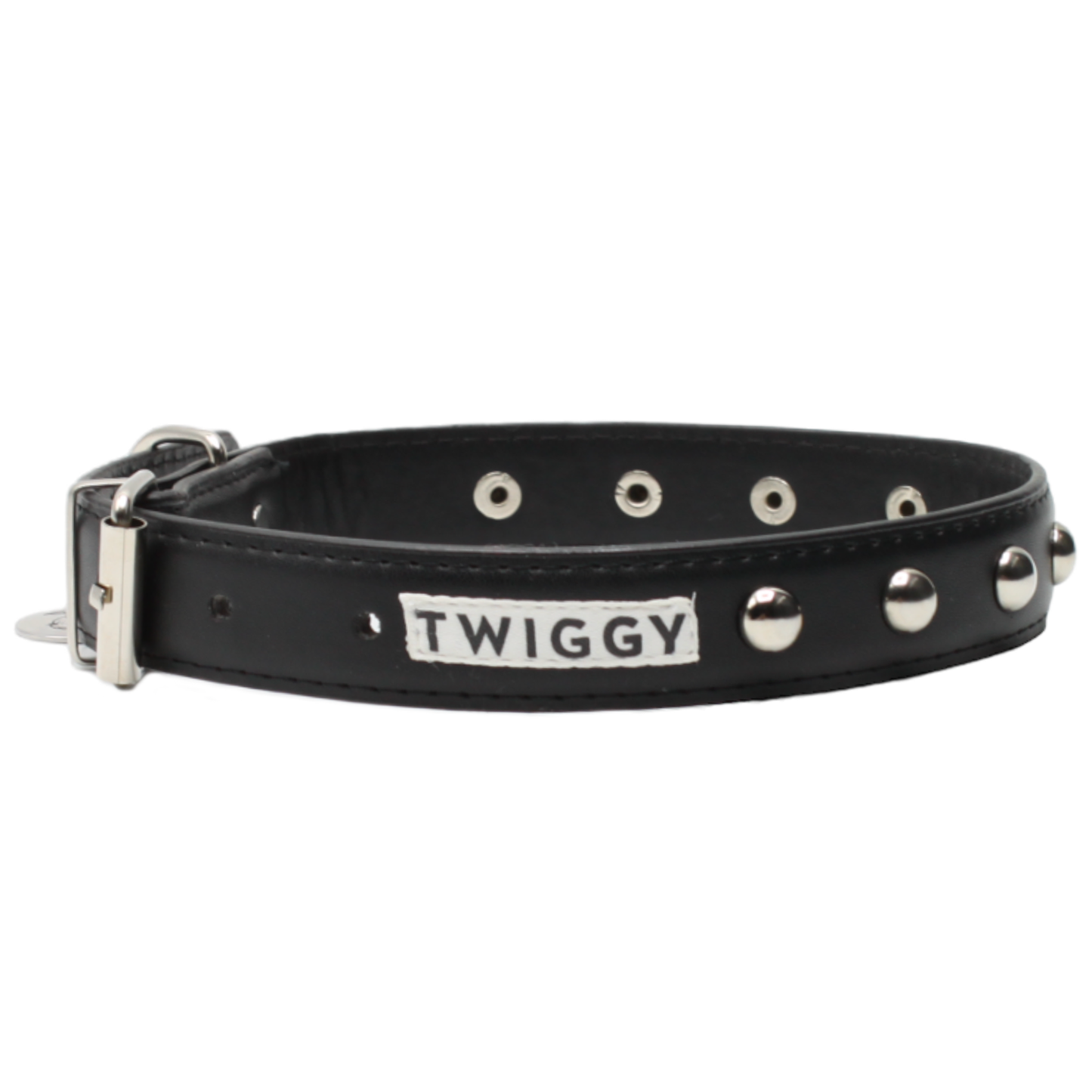 collier chien cuir clouté métal boucle réglable noir twiggy