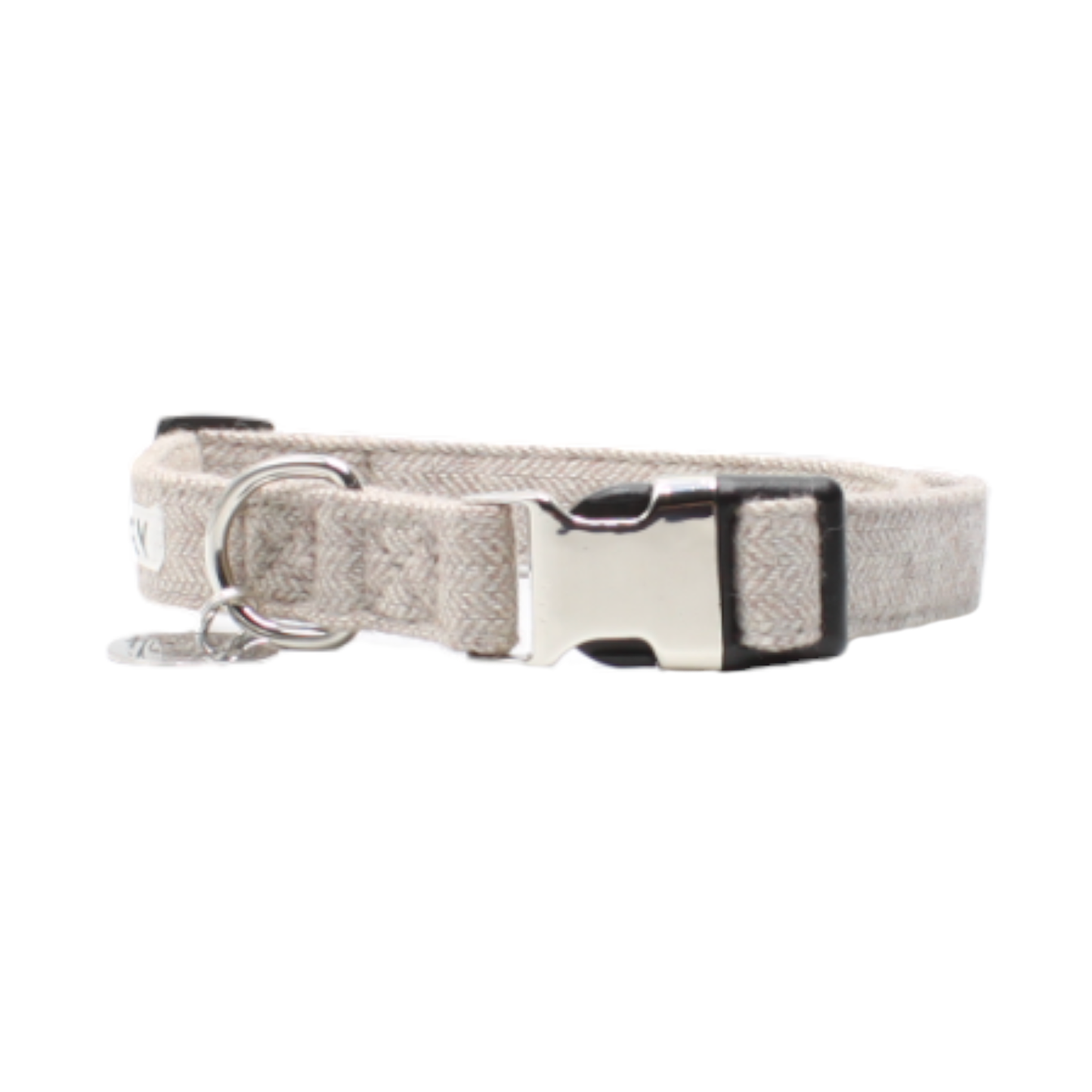 collier chien boucle métal argenté plastique beige twiggy
