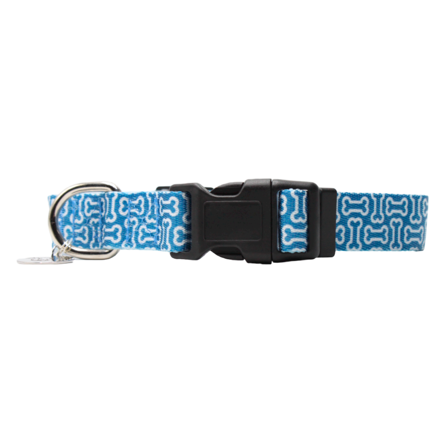collier chien boucle plastique motif os bleu blanc twiggy
