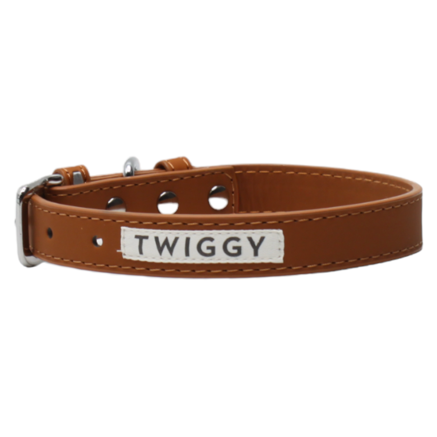 collier chien cuir microfibre boucle réglable marron twiggy