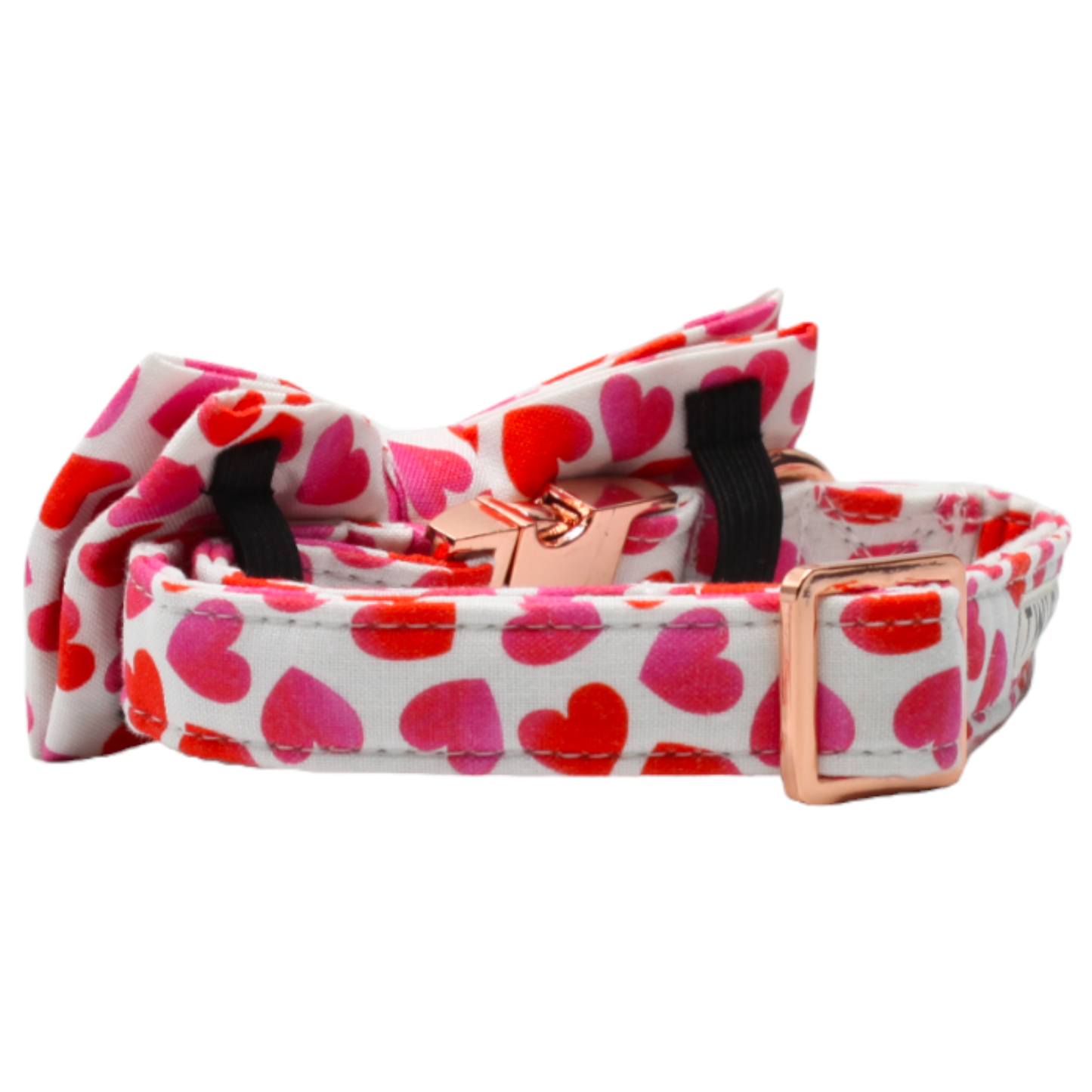 collier chien boucle métal noeud papillon coeurs rouge rose saint-valentin twiggy