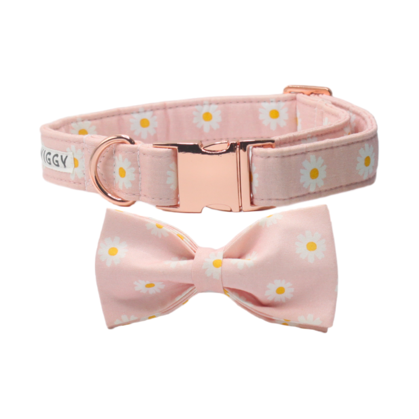 collier chien noeud papillon fleurs boucle chrome métal rose jaune twiggy