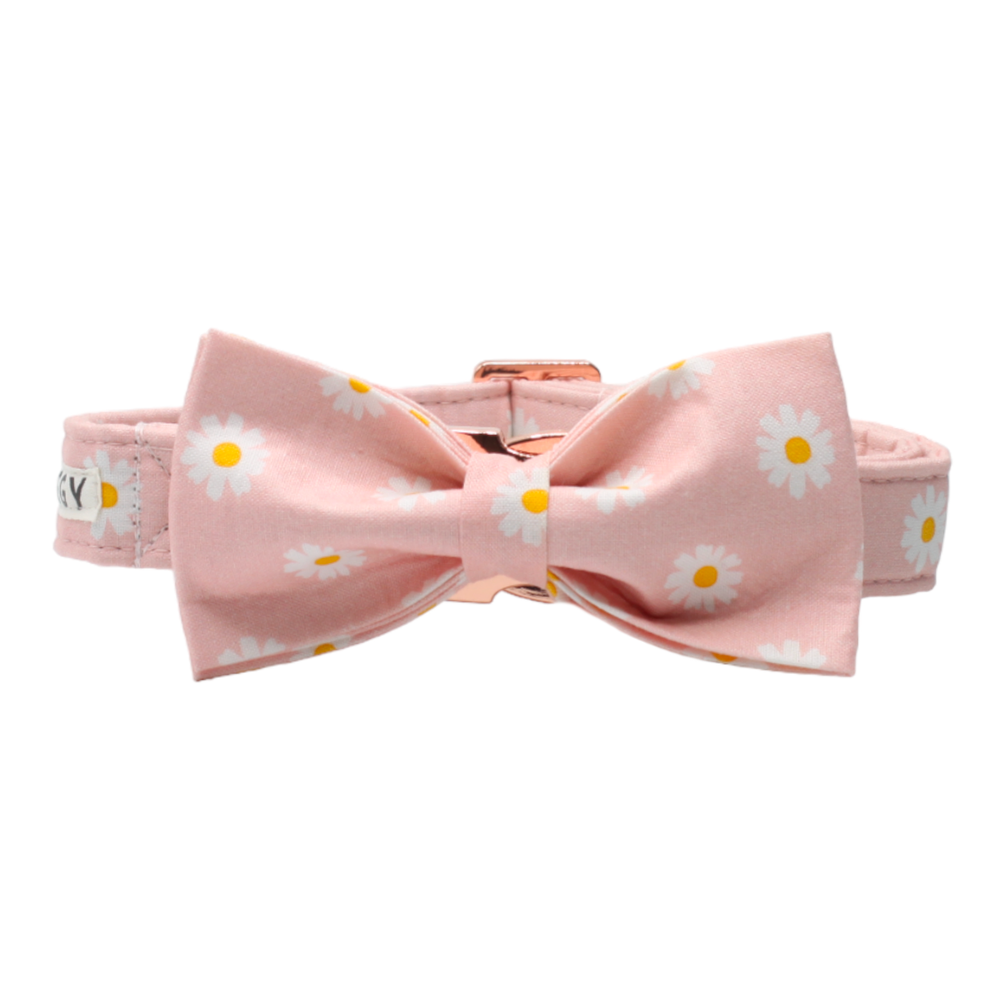 collier chien noeud papillon fleurs boucle chrome métal rose jaune twiggy