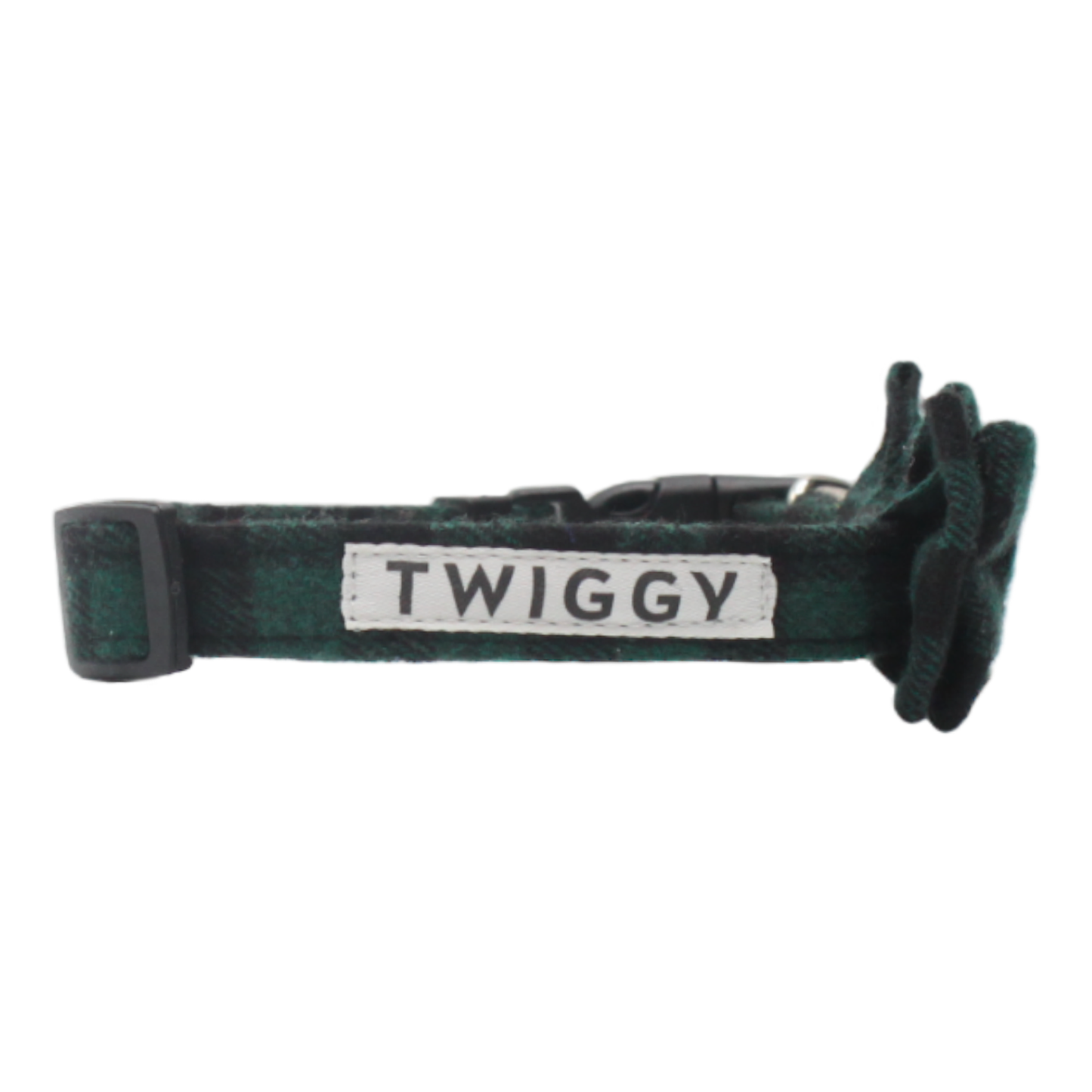 collier chien noeud papillon boucle plastique vert noir twiggy