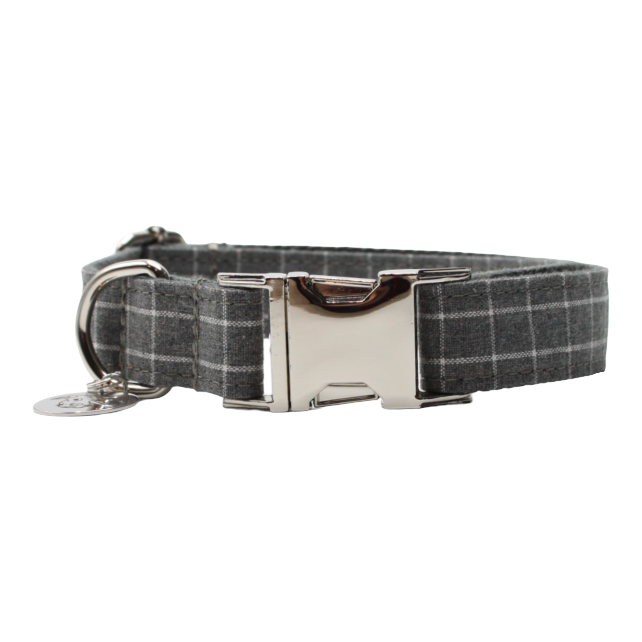 collier chien boucle métal motif chic gris twiggy
