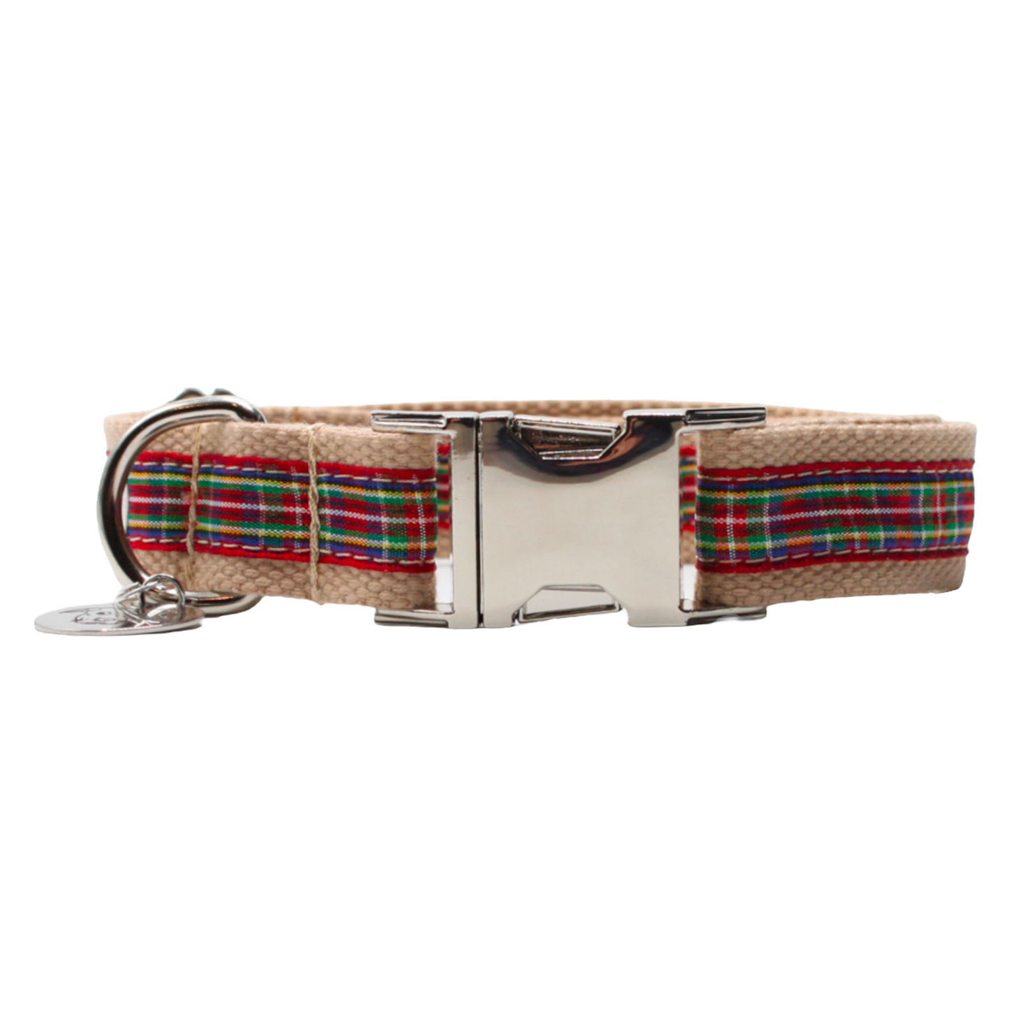 collier chien boucle métal argentée écossais tartan rouge twiggy