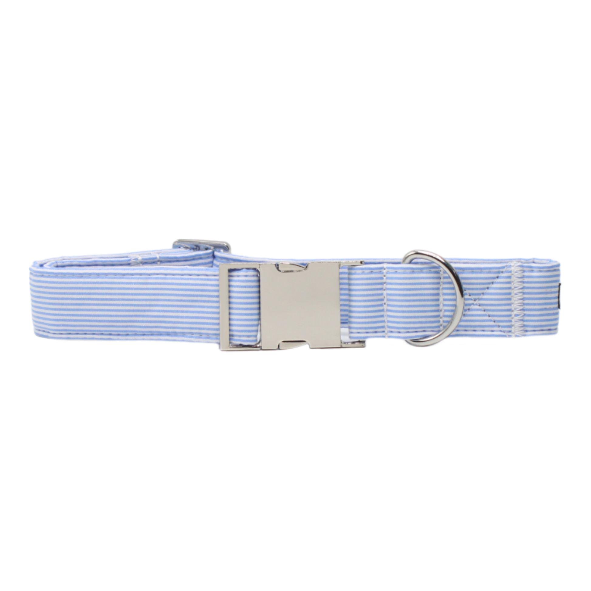 collier chien rayé bleu blanc boucle argentée twiggy