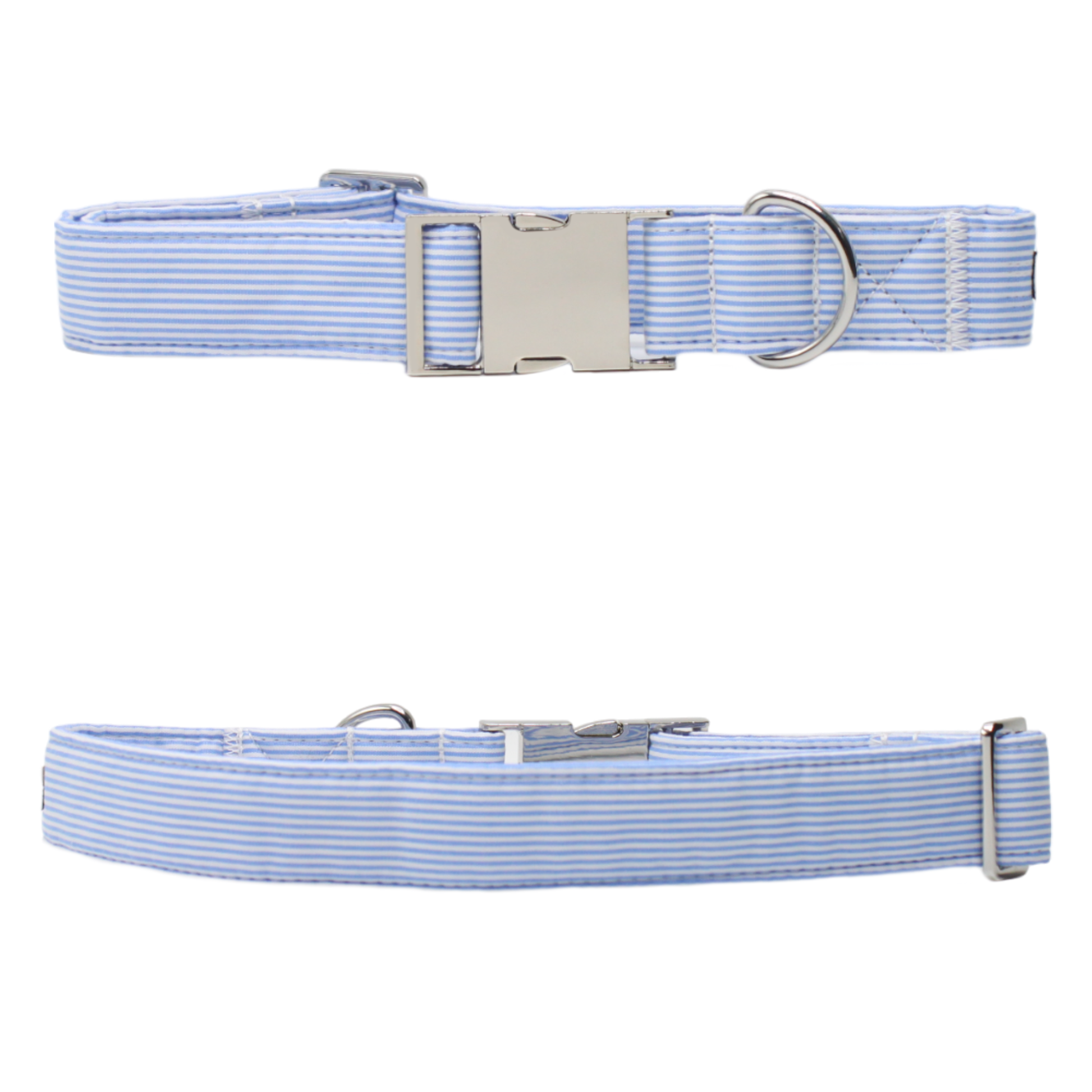 collier chien rayé bleu blanc boucle argentée twiggy