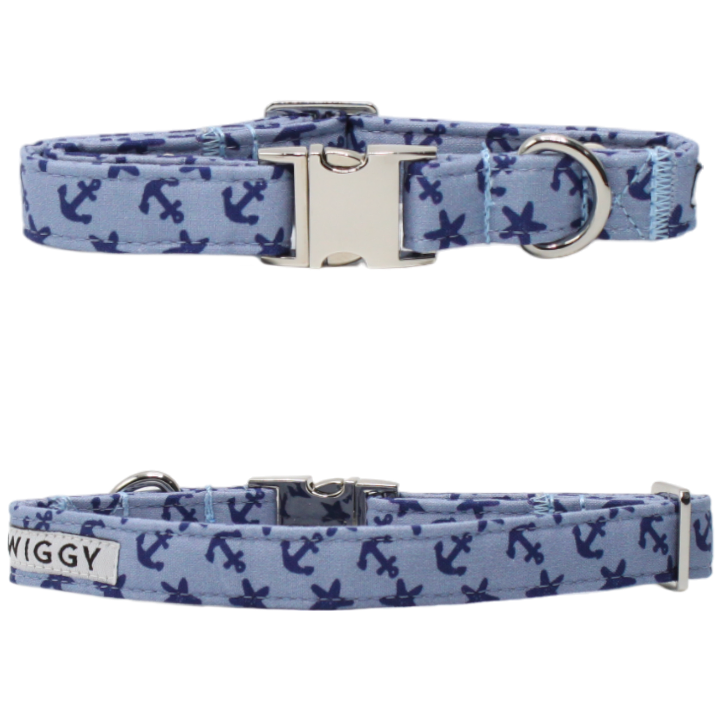 collier chien ancres bleu marine boucle argentée twiggy
