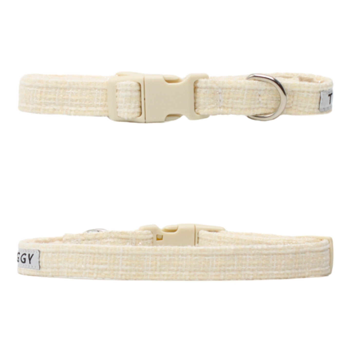 collier chien tweed blanc crème boucle plastique twiggy