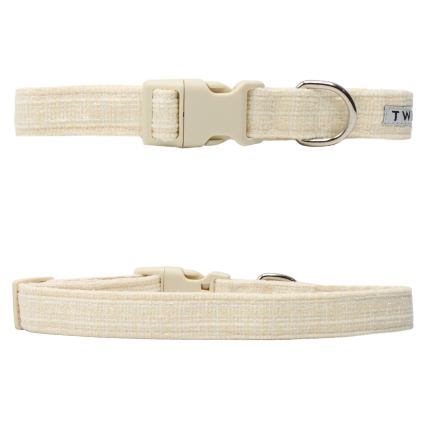 collier chien tweed blanc crème boucle plastique twiggy